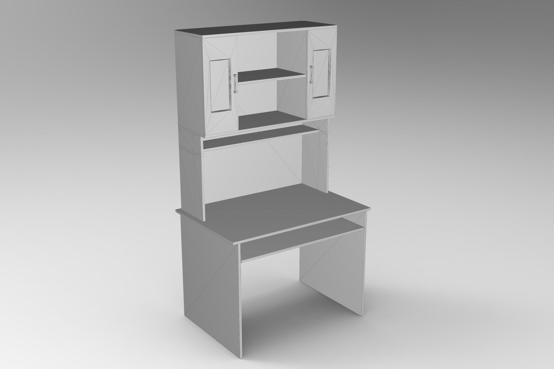 Study Desk Low-poly 3D model_5