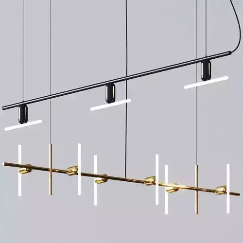 Linear and Aerial Chandelier by Beem Lamps