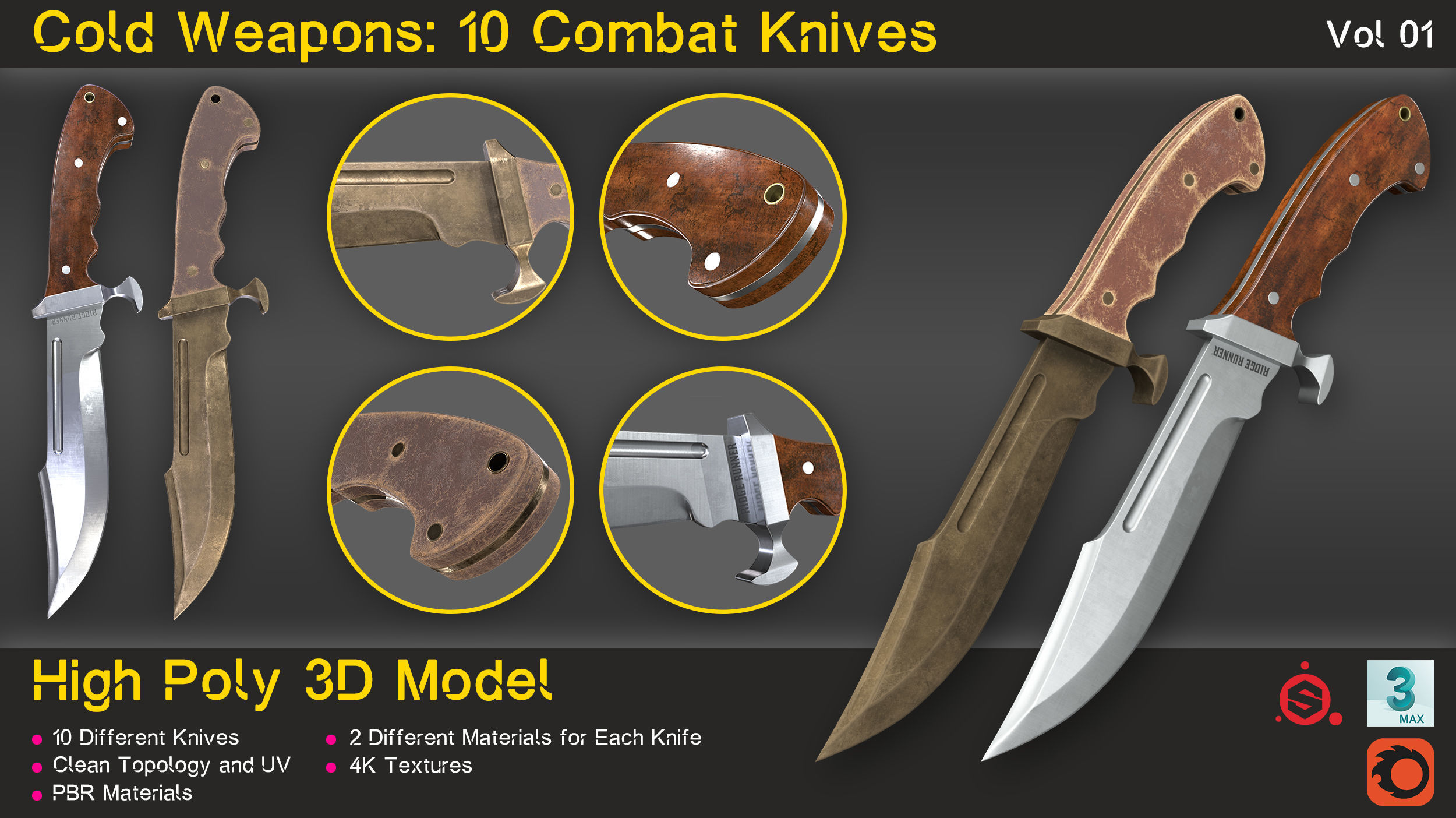 Cold Weapons-Combat Knives-Vol 01 3D model_12