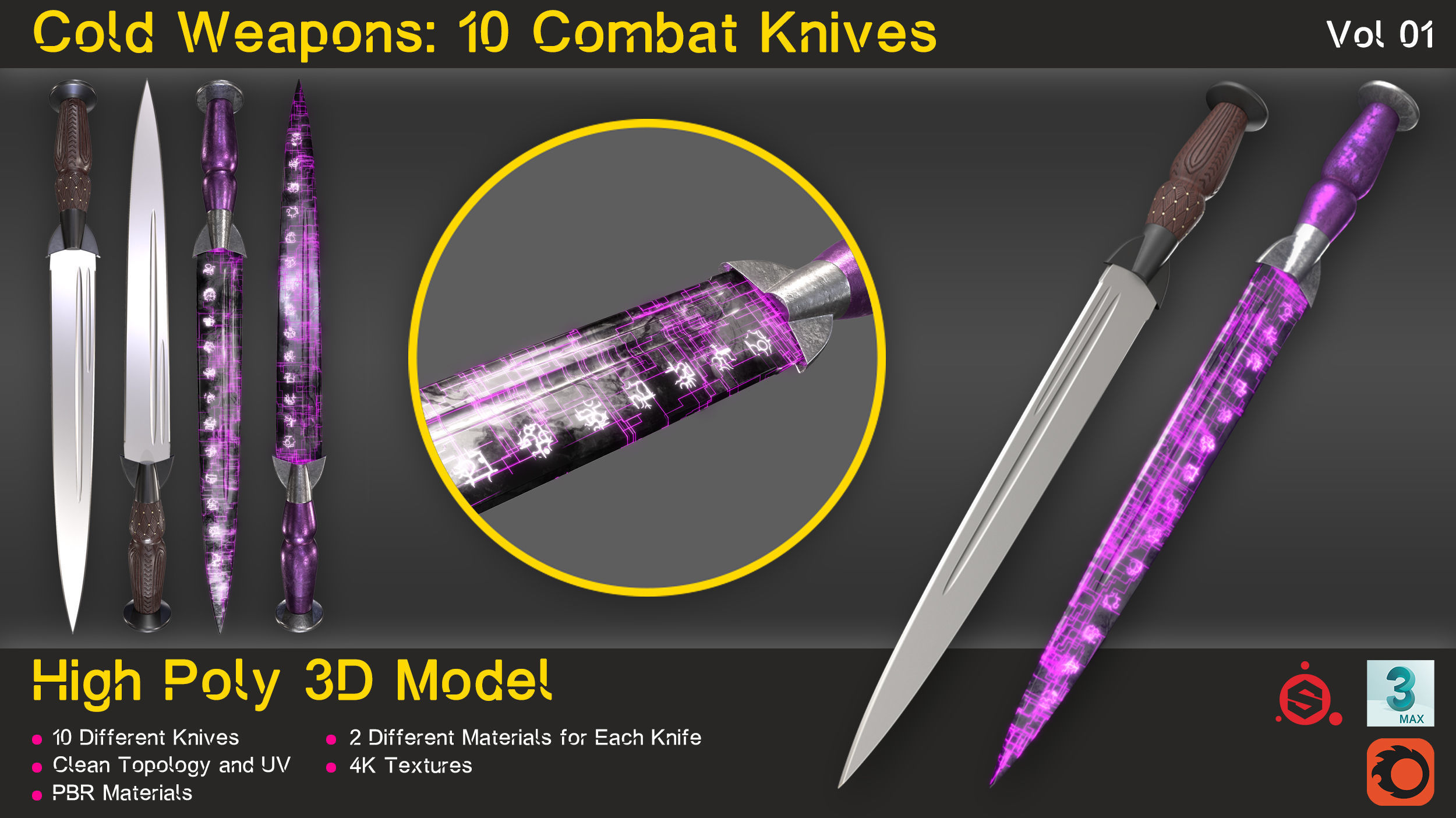 Cold Weapons-Combat Knives-Vol 01 3D model_20