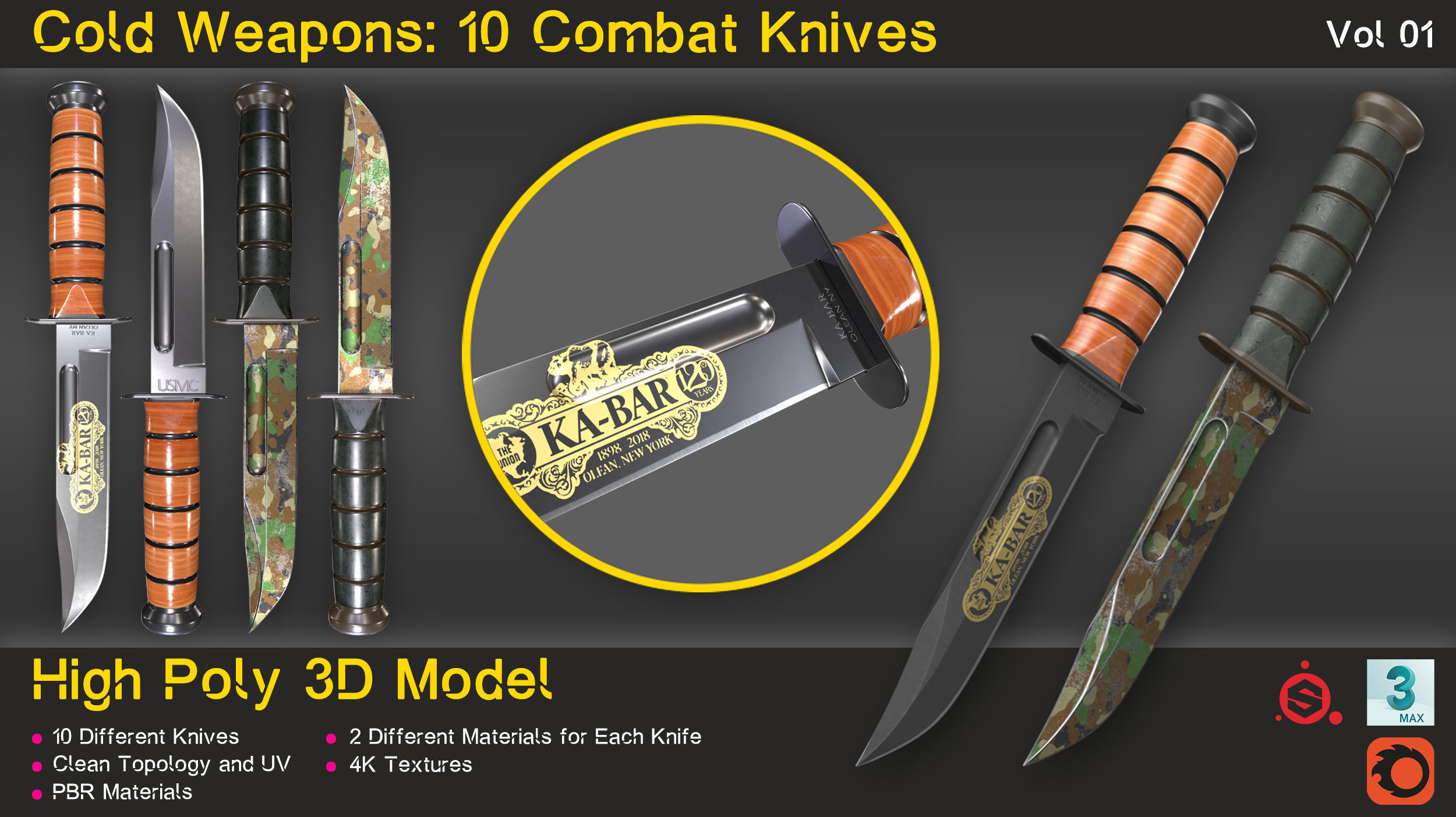 Cold Weapons-Combat Knives-Vol 01 3D model_14