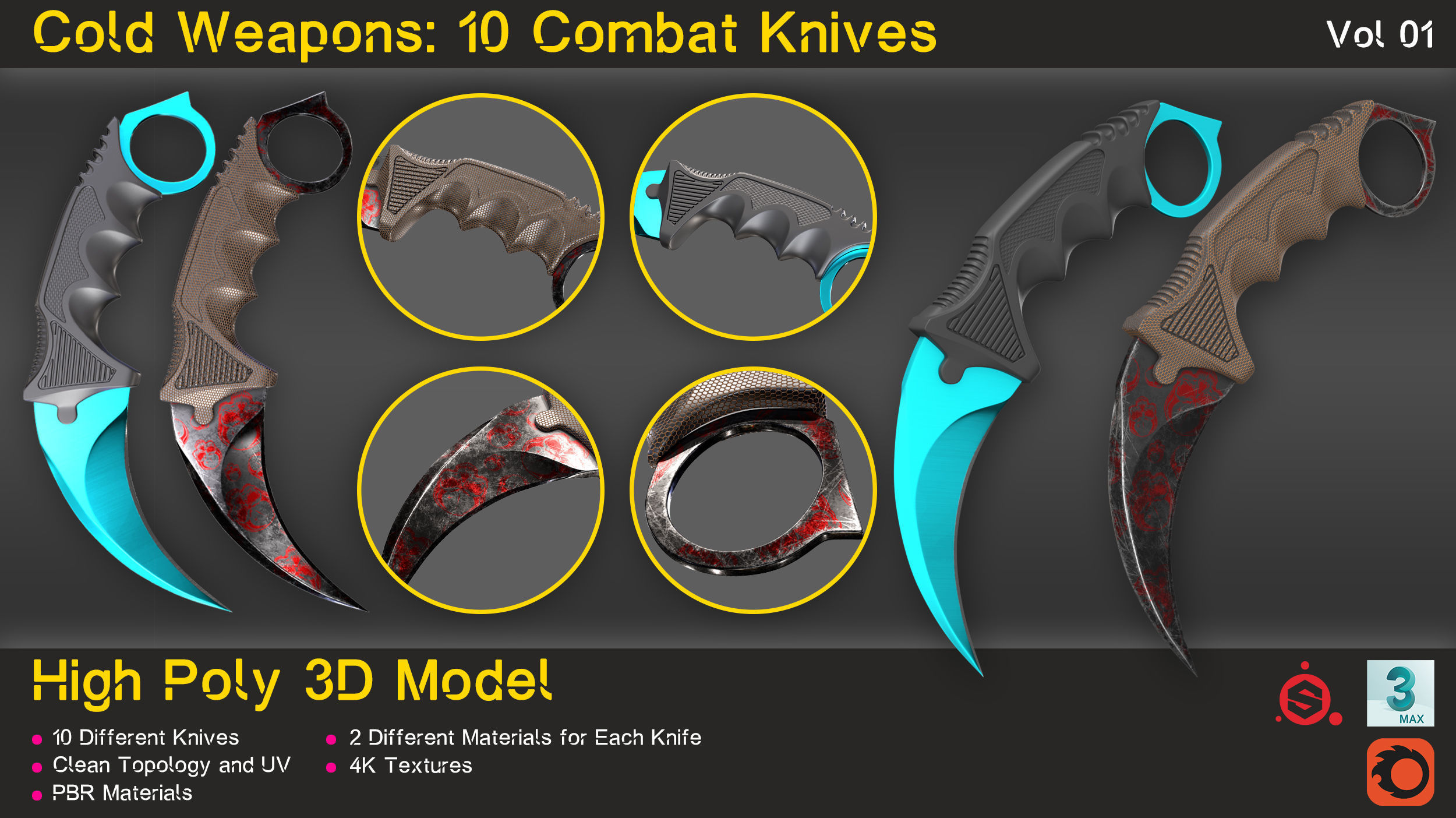 Cold Weapons-Combat Knives-Vol 01 3D model_16