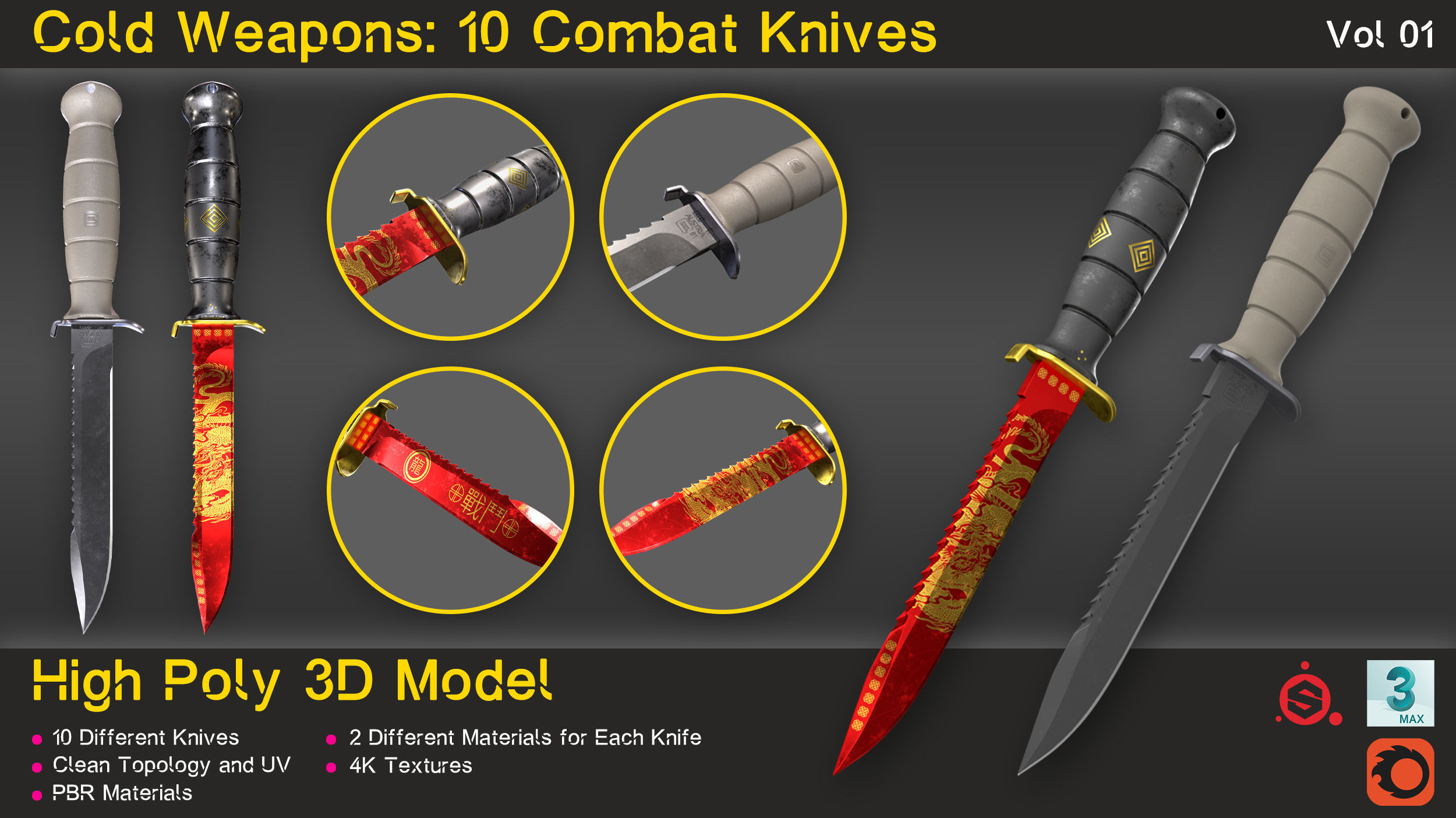 Cold Weapons-Combat Knives-Vol 01 3D model_18