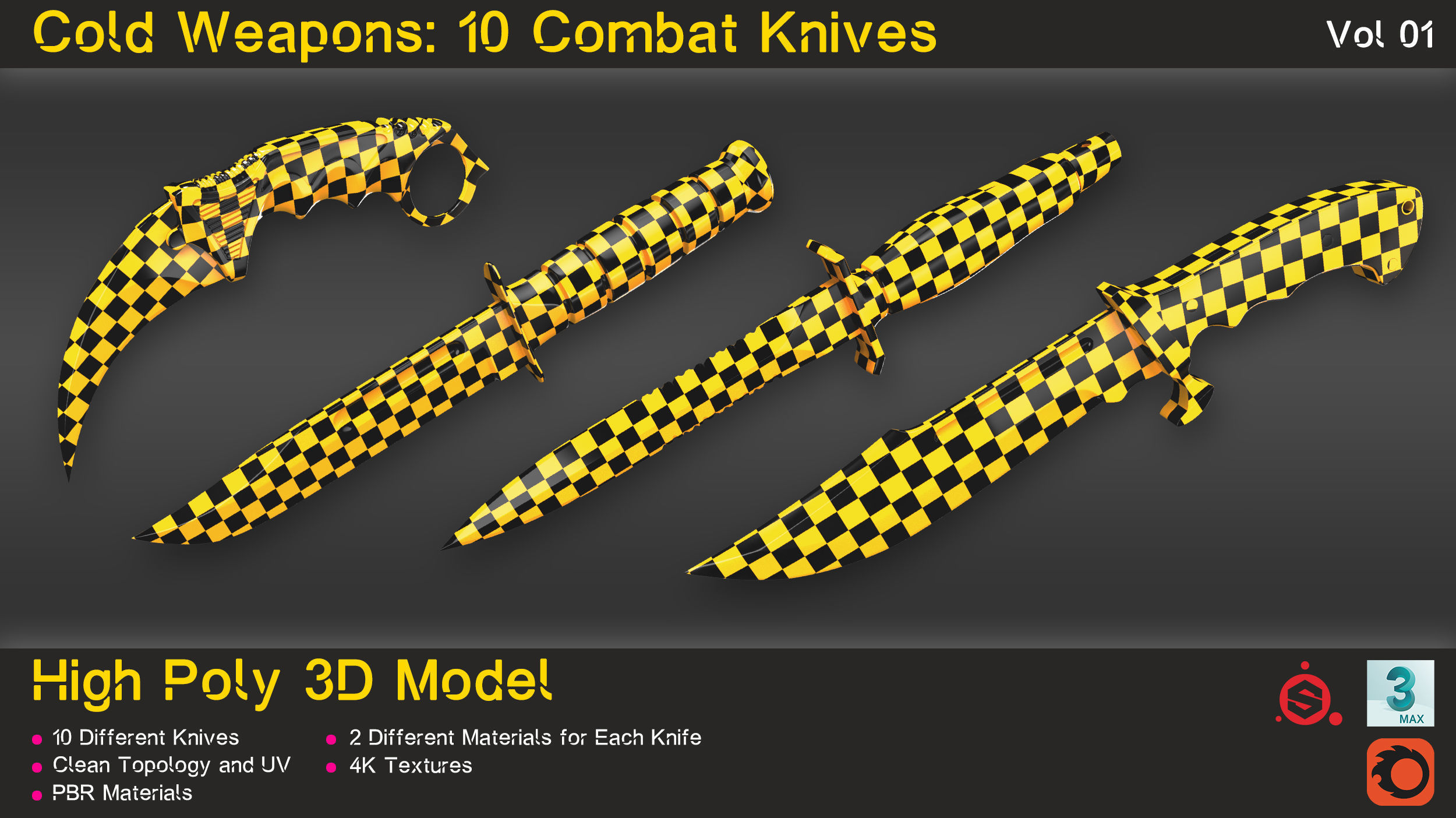 Cold Weapons-Combat Knives-Vol 01 3D model_11