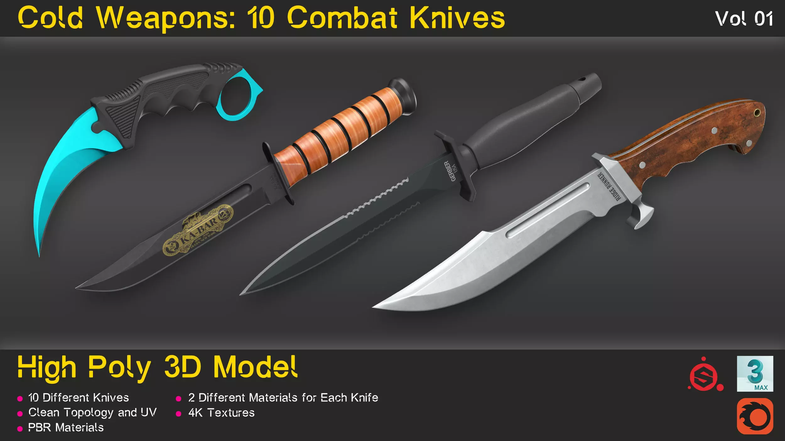Cold Weapons-Combat Knives-Vol 01 3D model_0