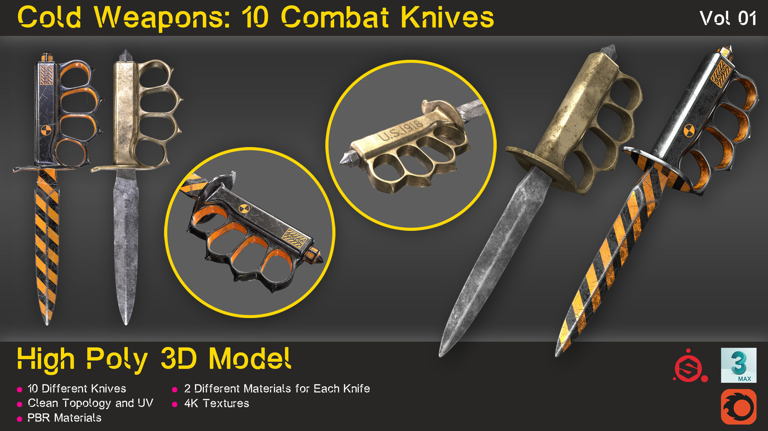 Cold Weapons-Combat Knives-Vol 01 3D model_19