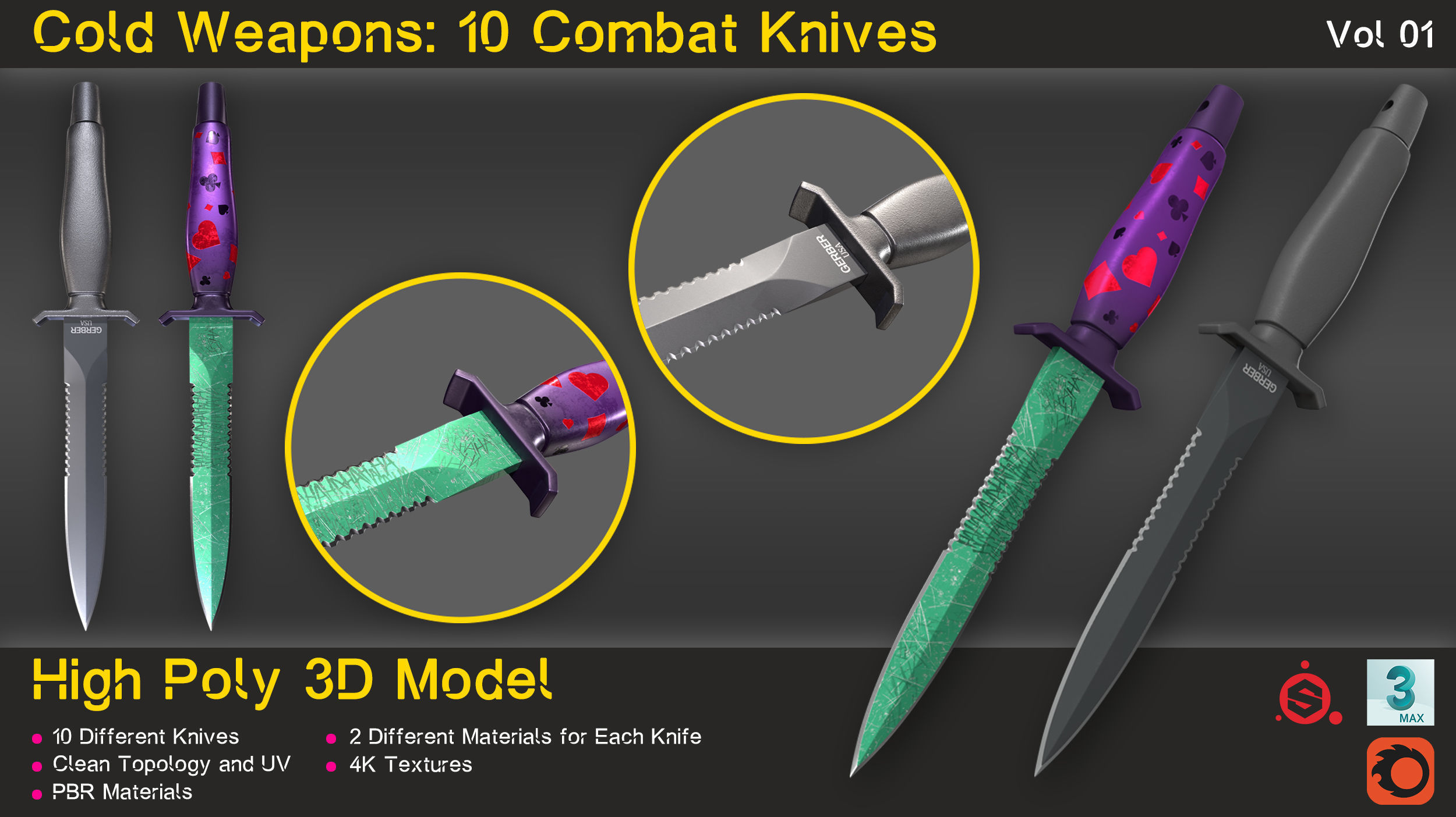 Cold Weapons-Combat Knives-Vol 01 3D model_17