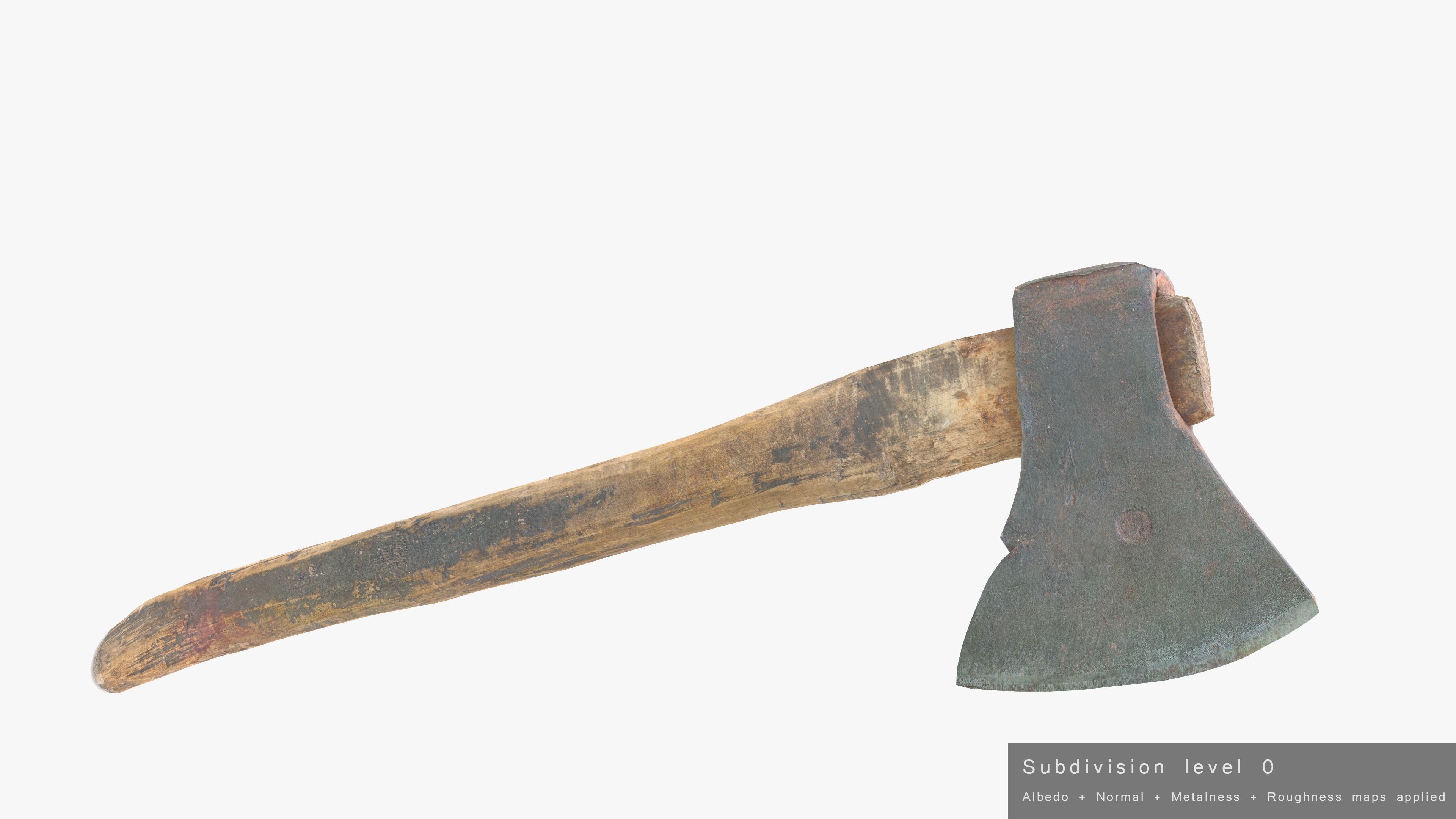 Axe Worn Low-poly 3D model_28