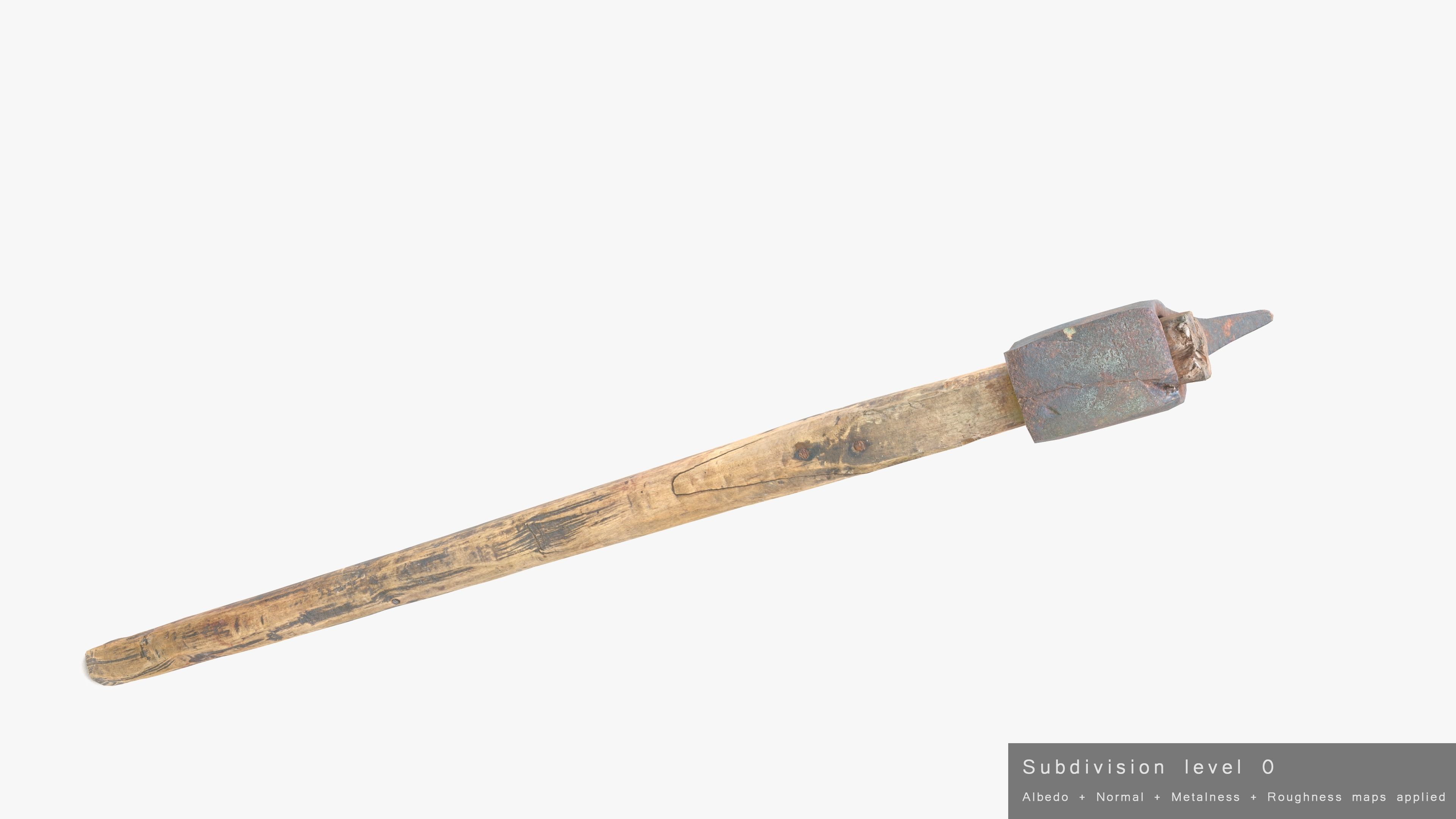 Axe Worn Low-poly 3D model_24