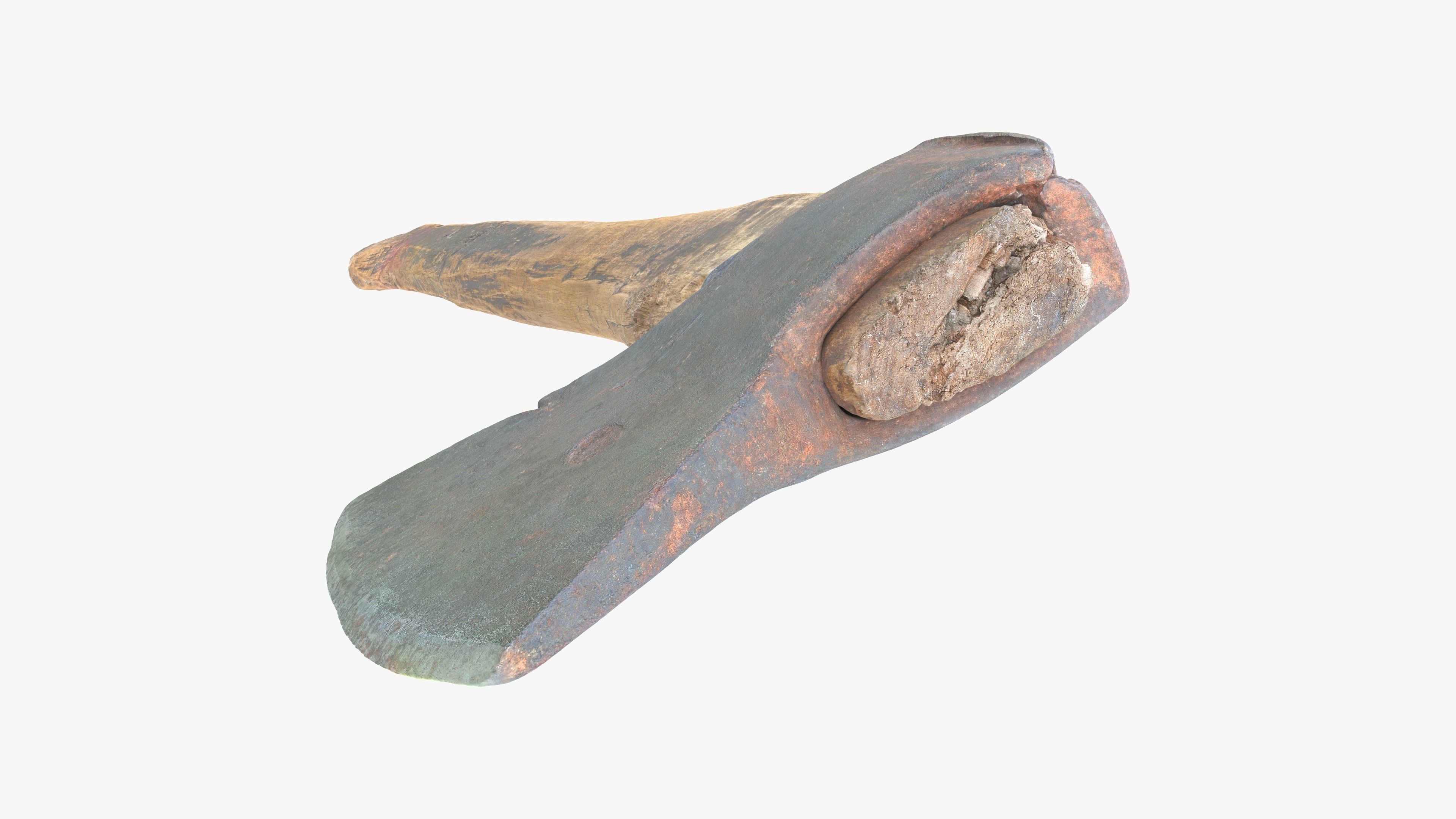 Axe Worn Low-poly 3D model_5