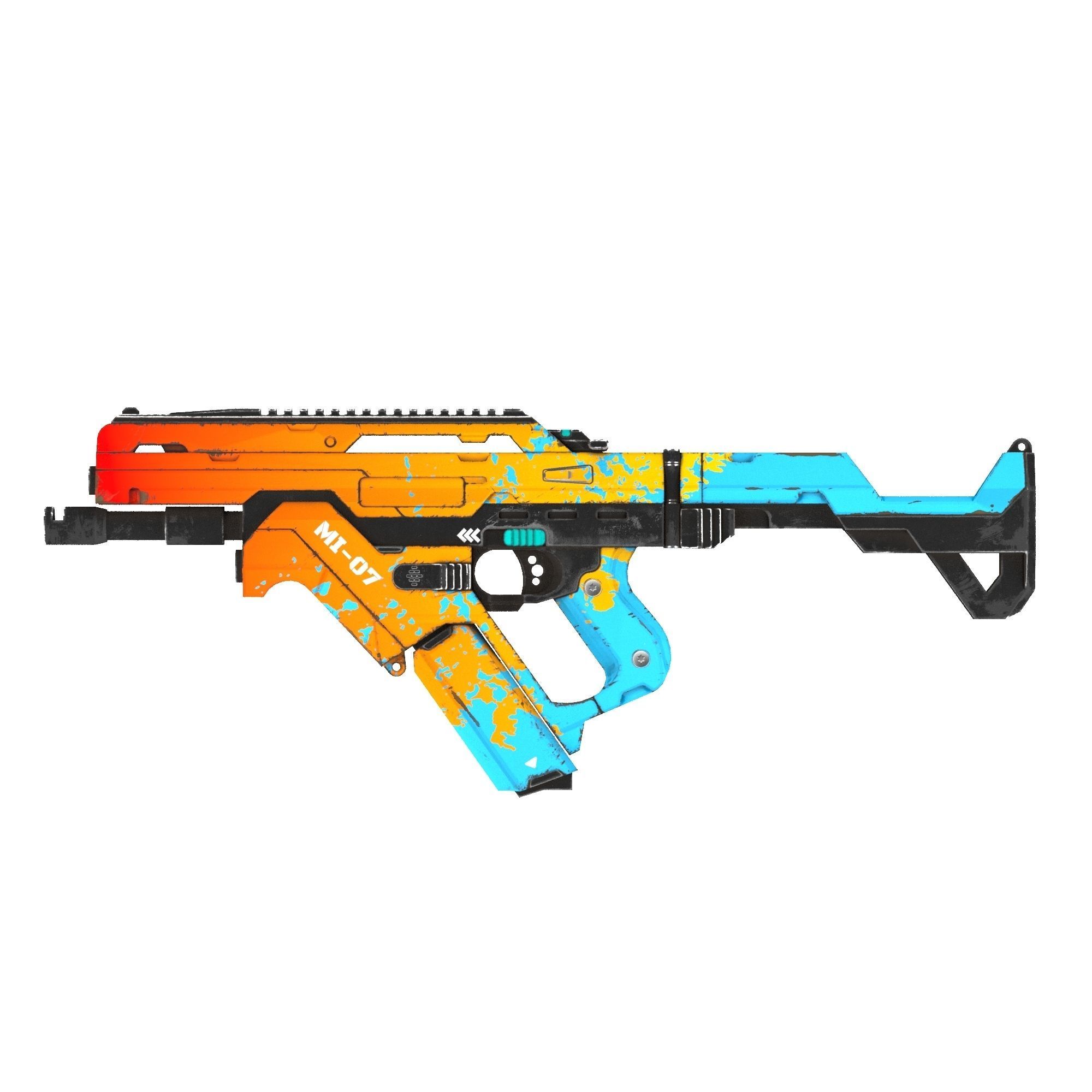 Weapon orange and grenade launcher Free low-poly 3D model_1