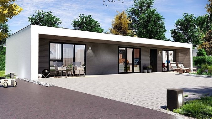 modern house on 75m2 TARA 75 Low-poly 3D model