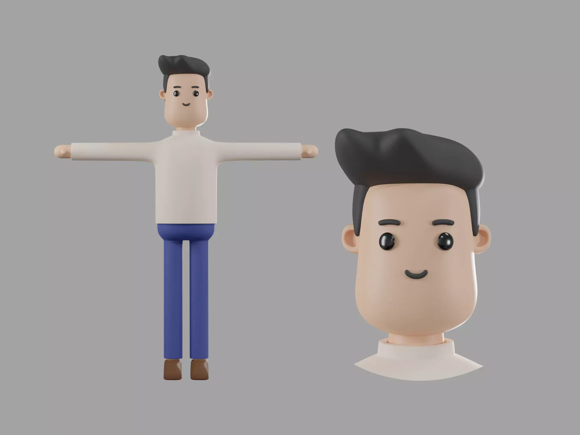 Cartoon Character adult man 3D model Free 3D model