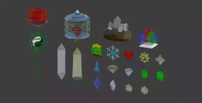 Gemstones set of crystals