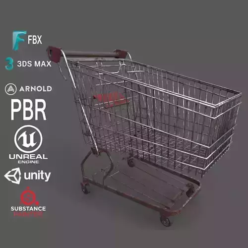 Old Rusty Metal Shopping Cart Free low-poly 3D model