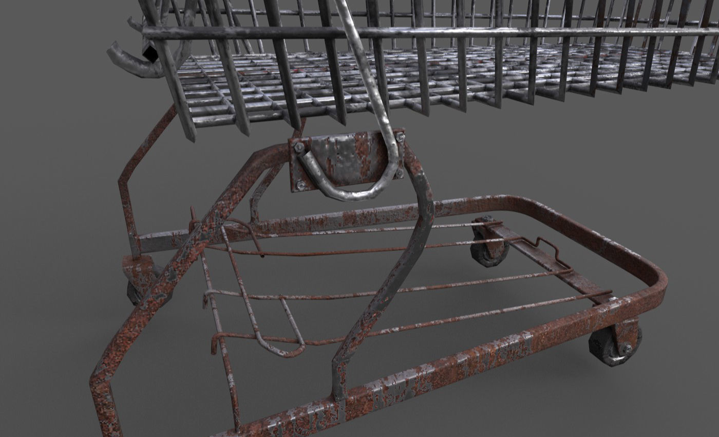 Old Rusty Metal Shopping Cart Free low-poly 3D model_4