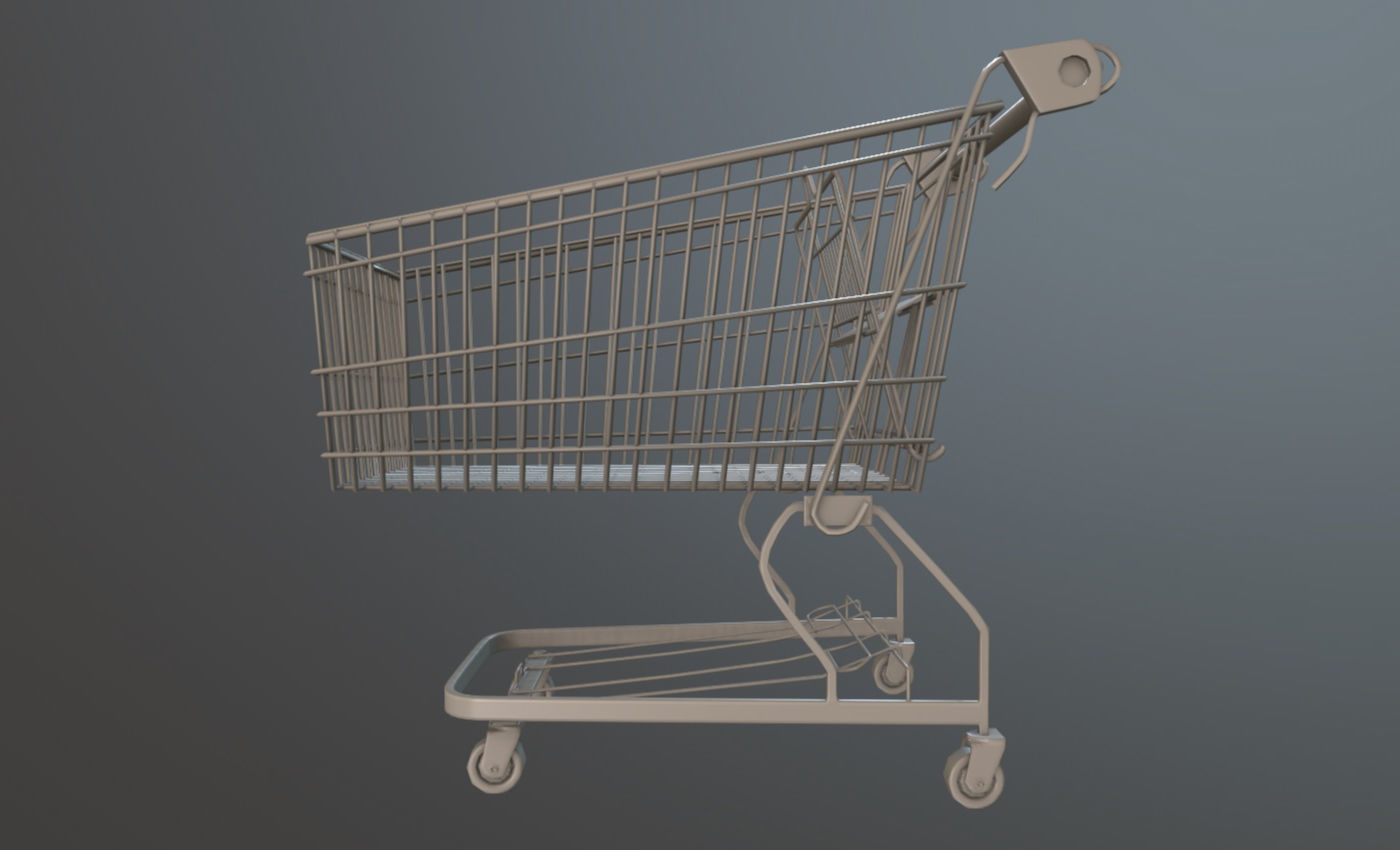 Old Rusty Metal Shopping Cart Free low-poly 3D model_9