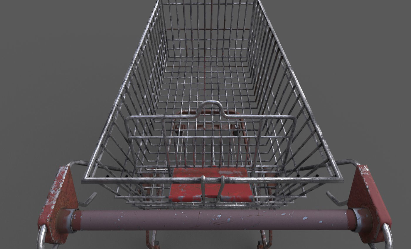 Old Rusty Metal Shopping Cart Free low-poly 3D model_5