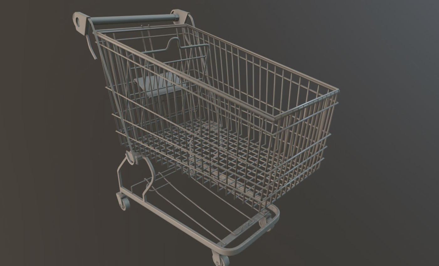 Old Rusty Metal Shopping Cart Free low-poly 3D model_7