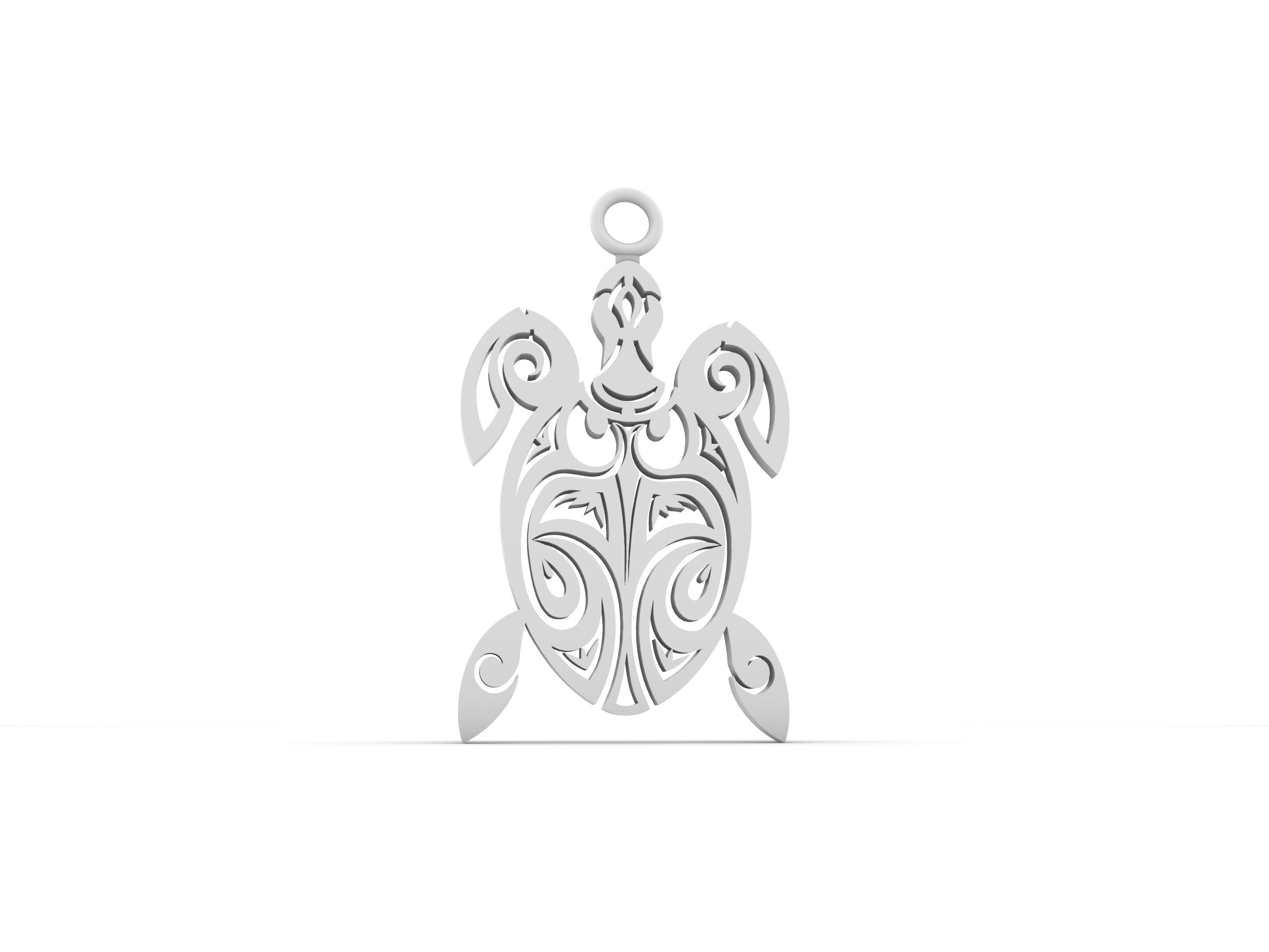 Maori turtle pendant 02 3D print model_13