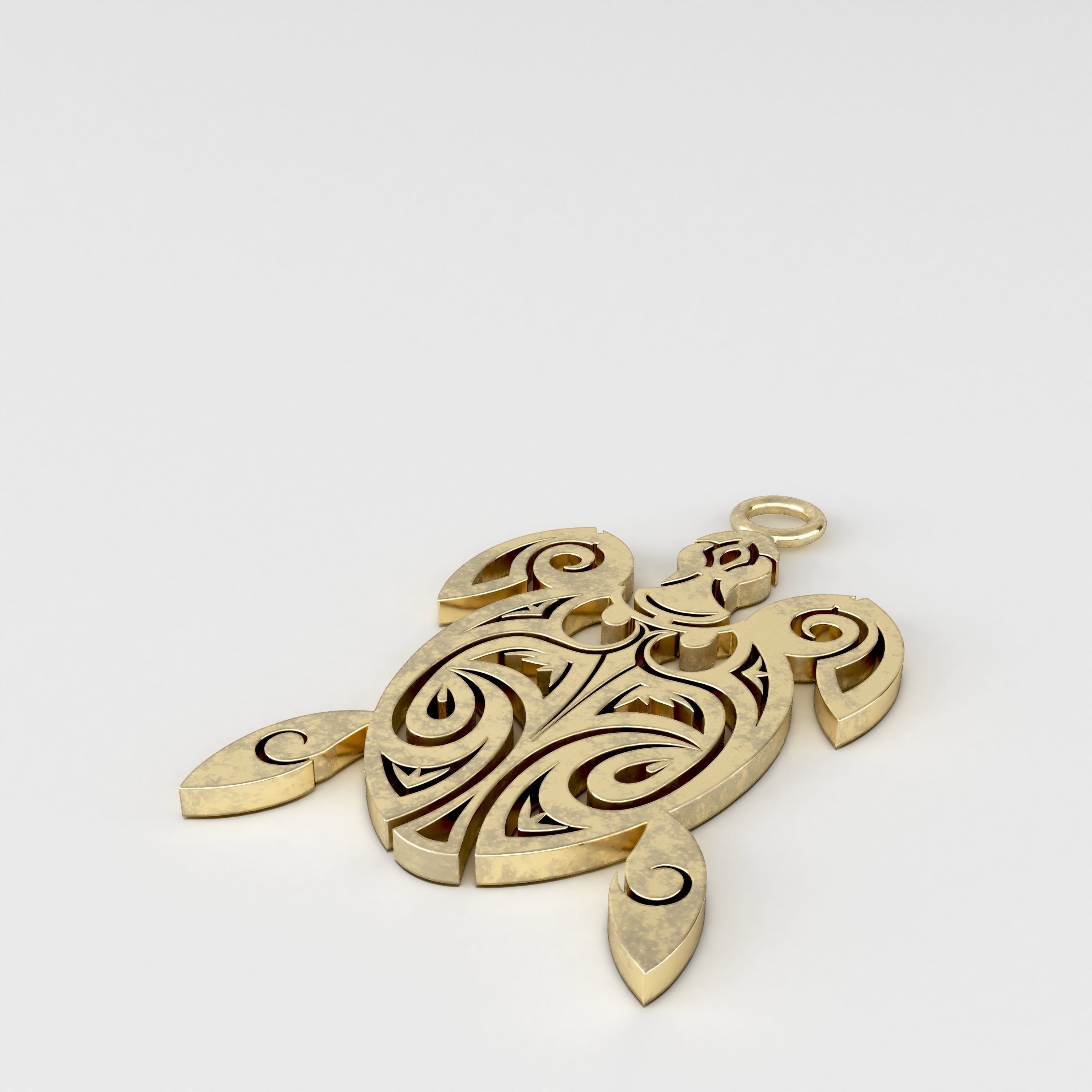 Maori turtle pendant 02 3D print model_4