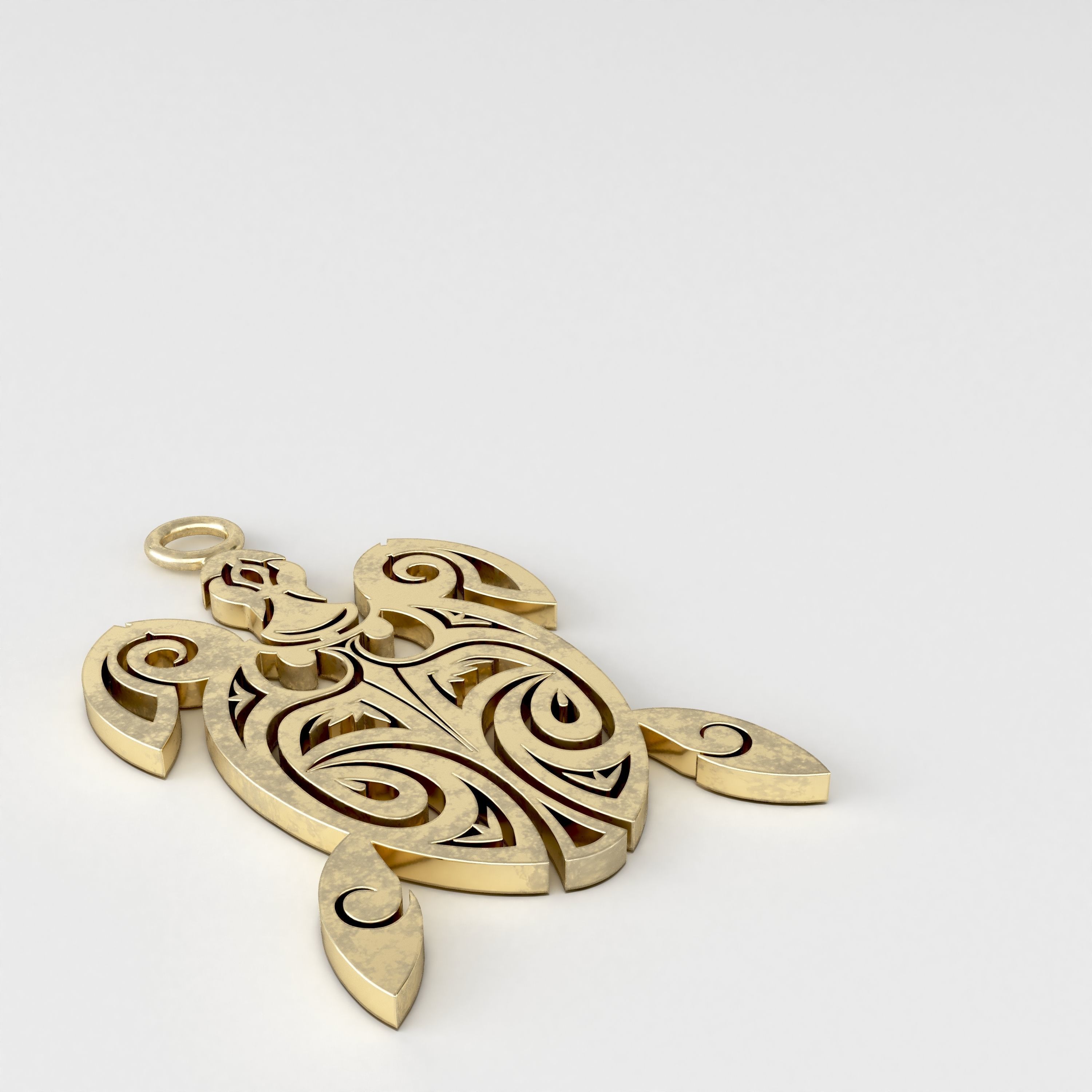 Maori turtle pendant 02 3D print model_5
