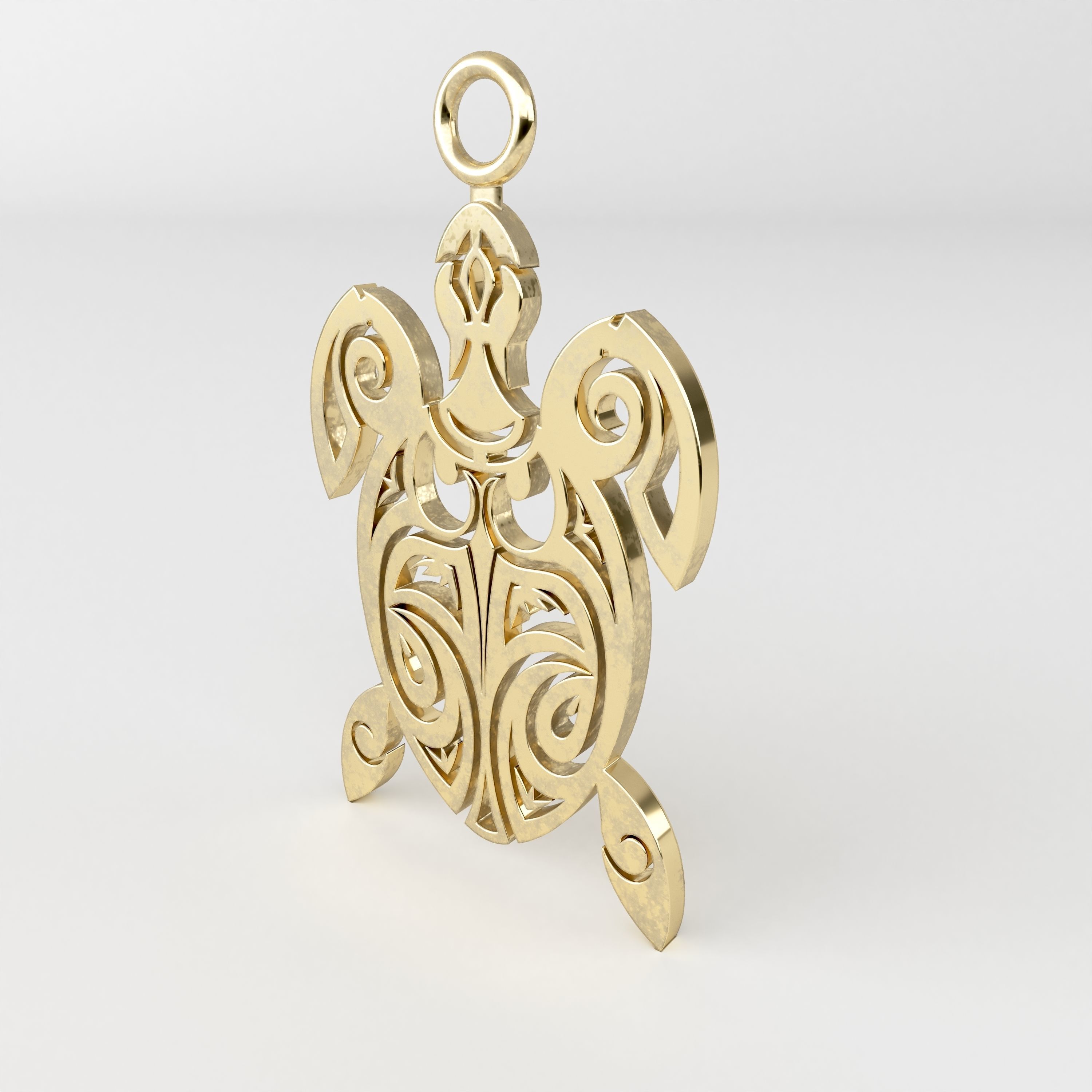 Maori turtle pendant 02 3D print model_2