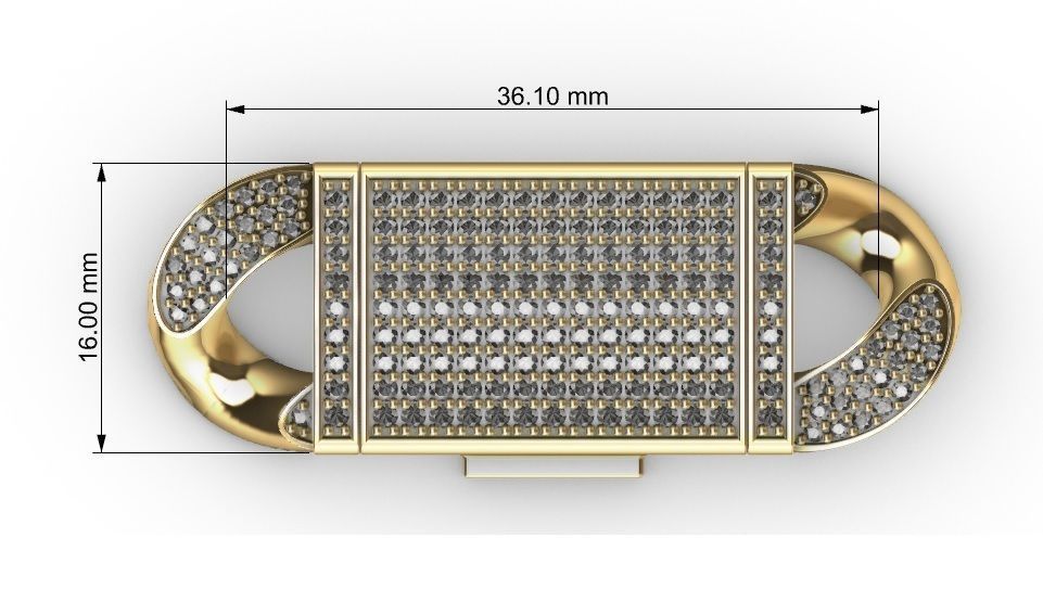 16 MM MIAMI CUBAN LINK CHAIN 3ROWS DIAMOND BRACELET OR NECKLACE 3D print model_6