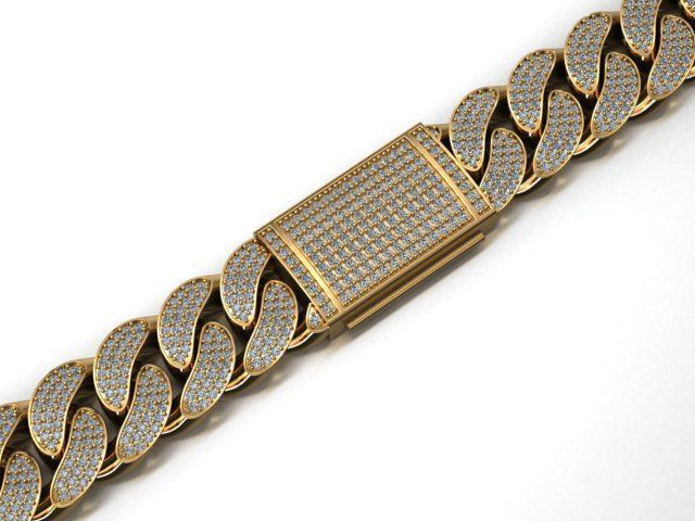16 MM MIAMI CUBAN LINK CHAIN 3ROWS DIAMOND BRACELET OR NECKLACE 3D print model_8