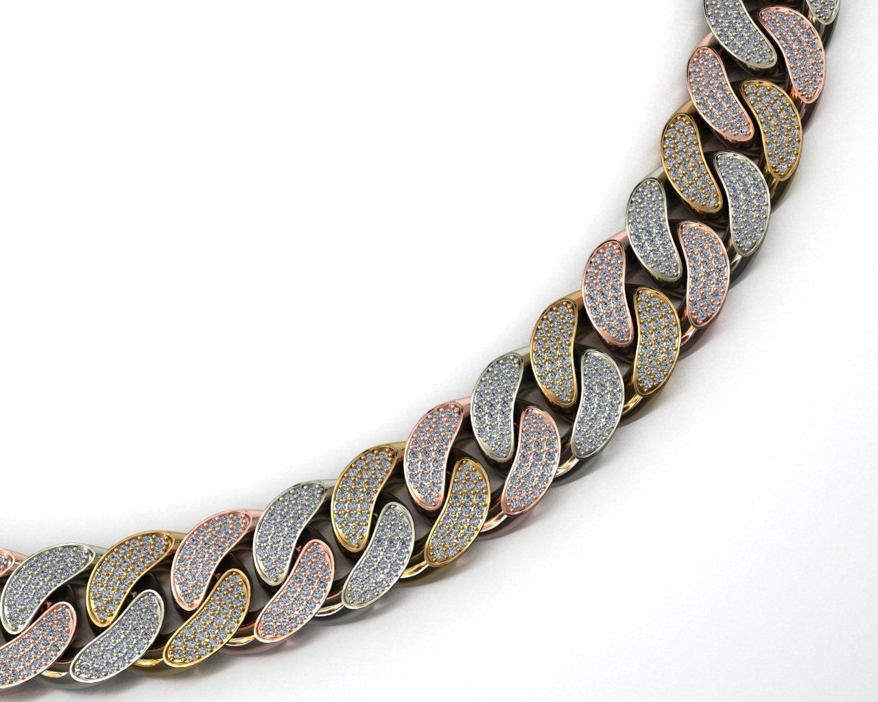 16 MM MIAMI CUBAN LINK CHAIN 3ROWS DIAMOND BRACELET OR NECKLACE 3D print model_2