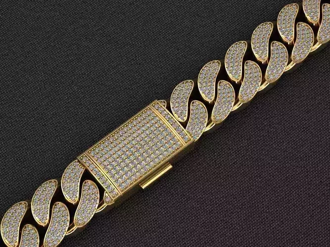 16 MM MIAMI CUBAN LINK CHAIN 3ROWS DIAMOND BRACELET OR NECKLACE 3D print model 16 MM MIAMI CUBAN LINK CHAIN 3ROWS DIAMOND BRACELET OR NECKLACE 3D print model