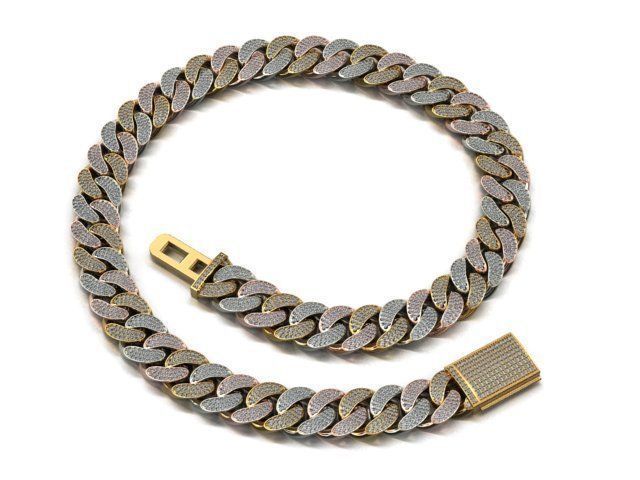 16 MM MIAMI CUBAN LINK CHAIN 3ROWS DIAMOND BRACELET OR NECKLACE 3D print model_9