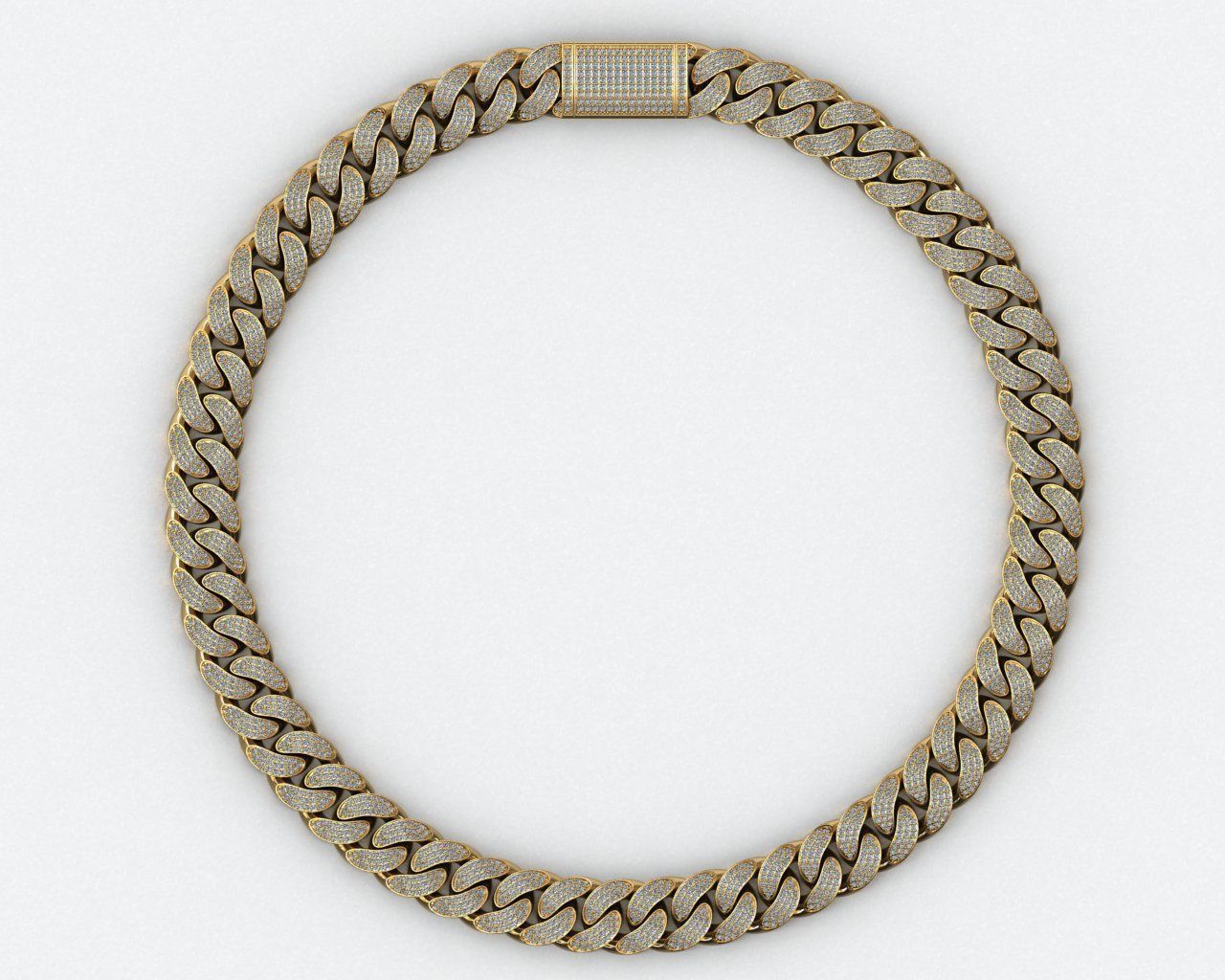 16 MM MIAMI CUBAN LINK CHAIN 3ROWS DIAMOND BRACELET OR NECKLACE 3D print model_4