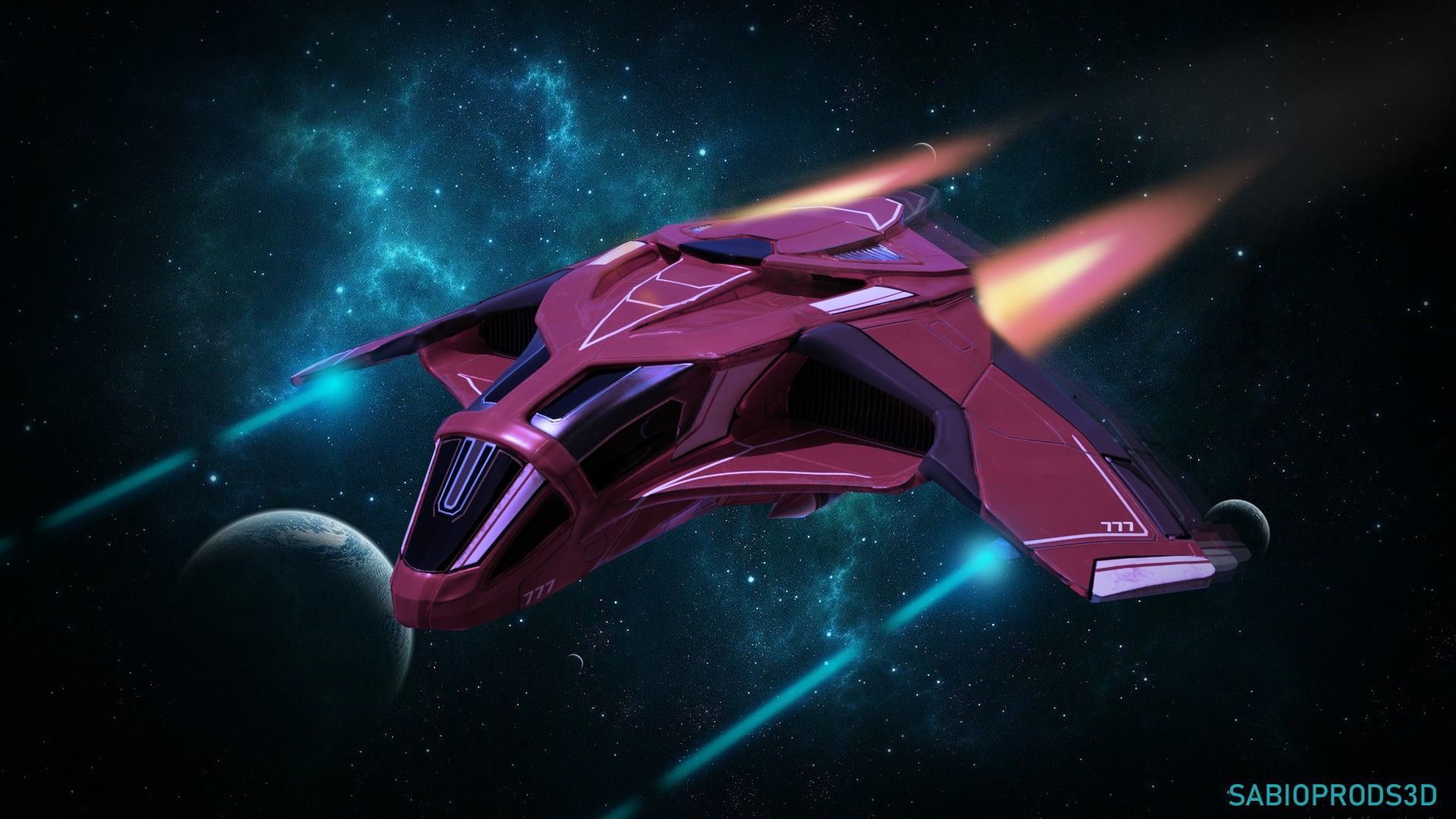 777 SPACESHIP sabioprods3d Low-poly 3D model_3