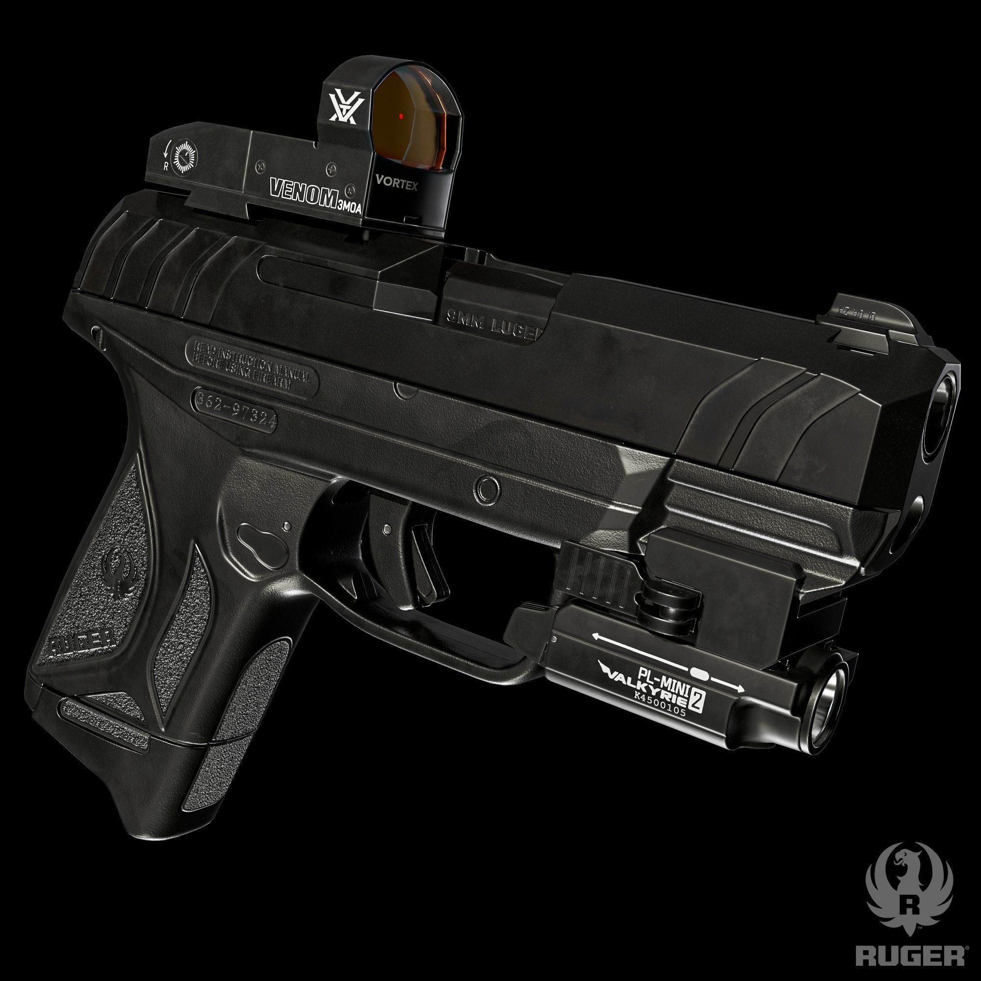 Ruger security 9 compact Low-poly 3D model_7