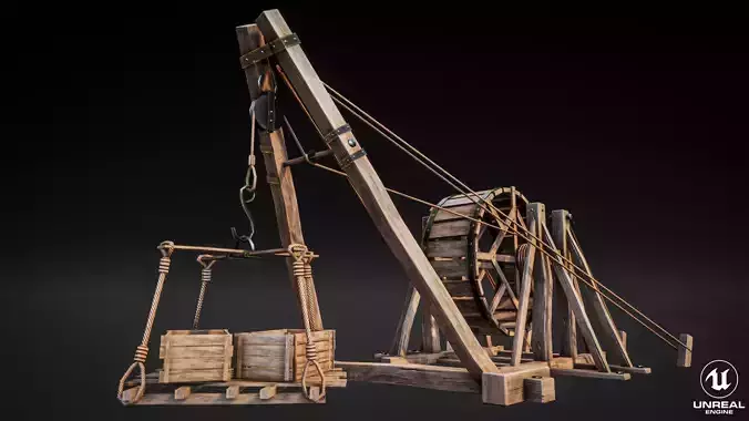 Crane Medieval Type 2 Low Poly Low-poly 3D model
