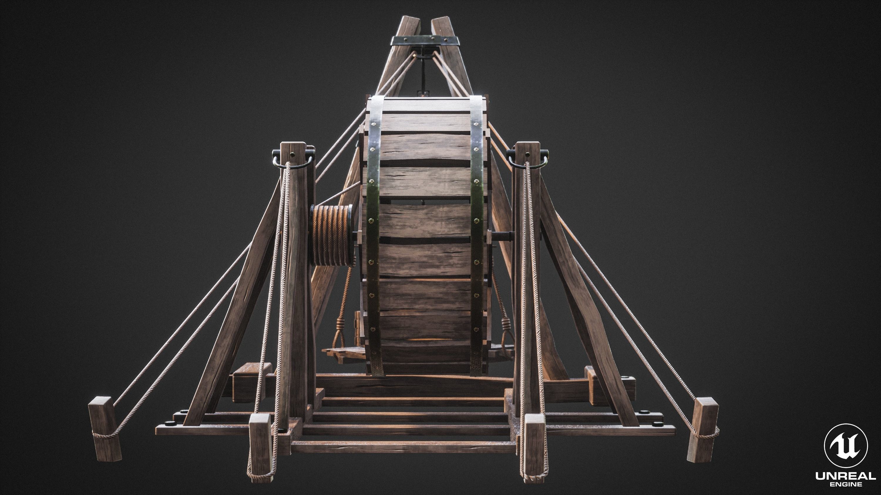 Crane Medieval Type 2 Low Poly Low-poly 3D model_4