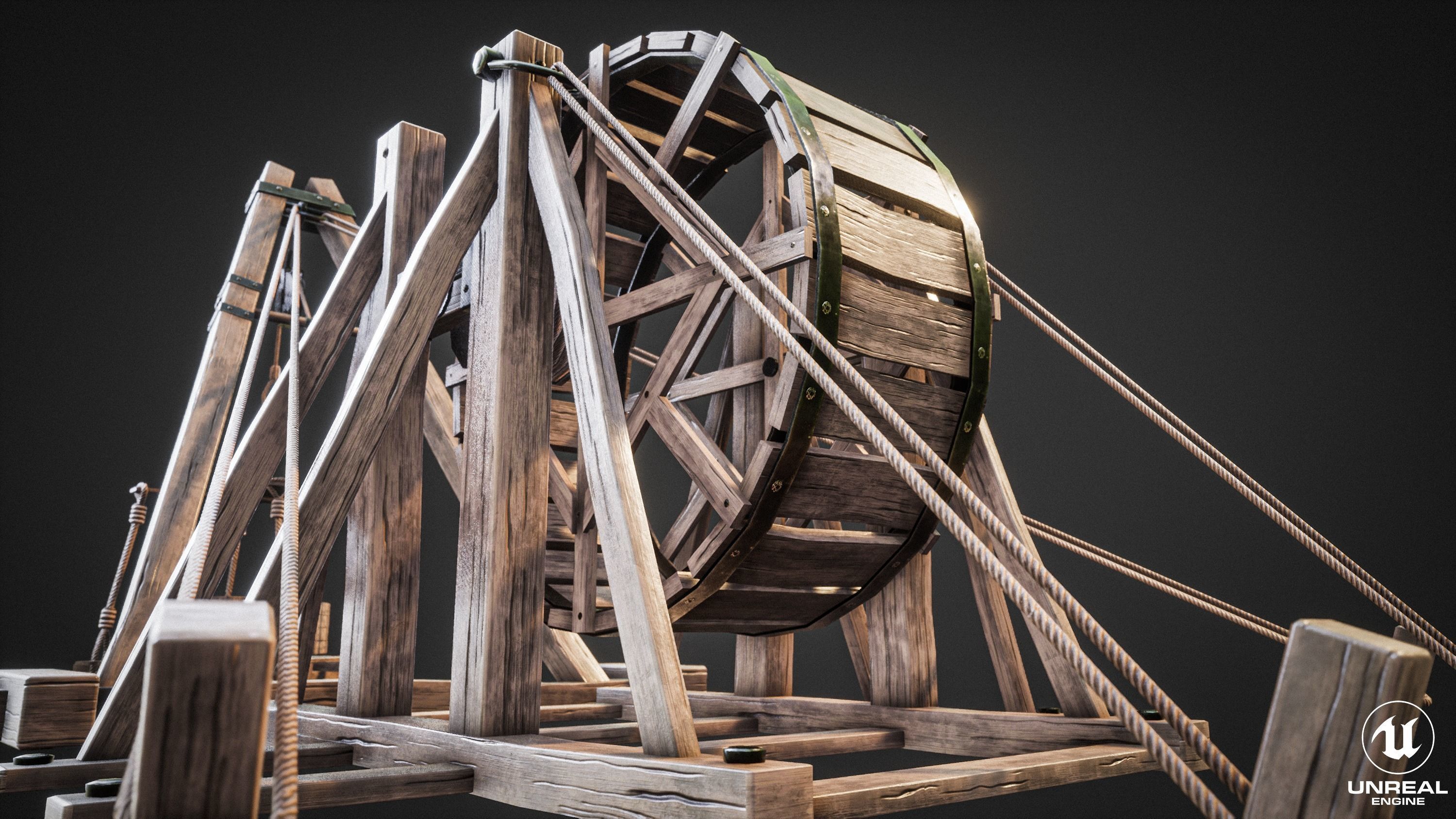 Crane Medieval Type 2 Low Poly Low-poly 3D model_3