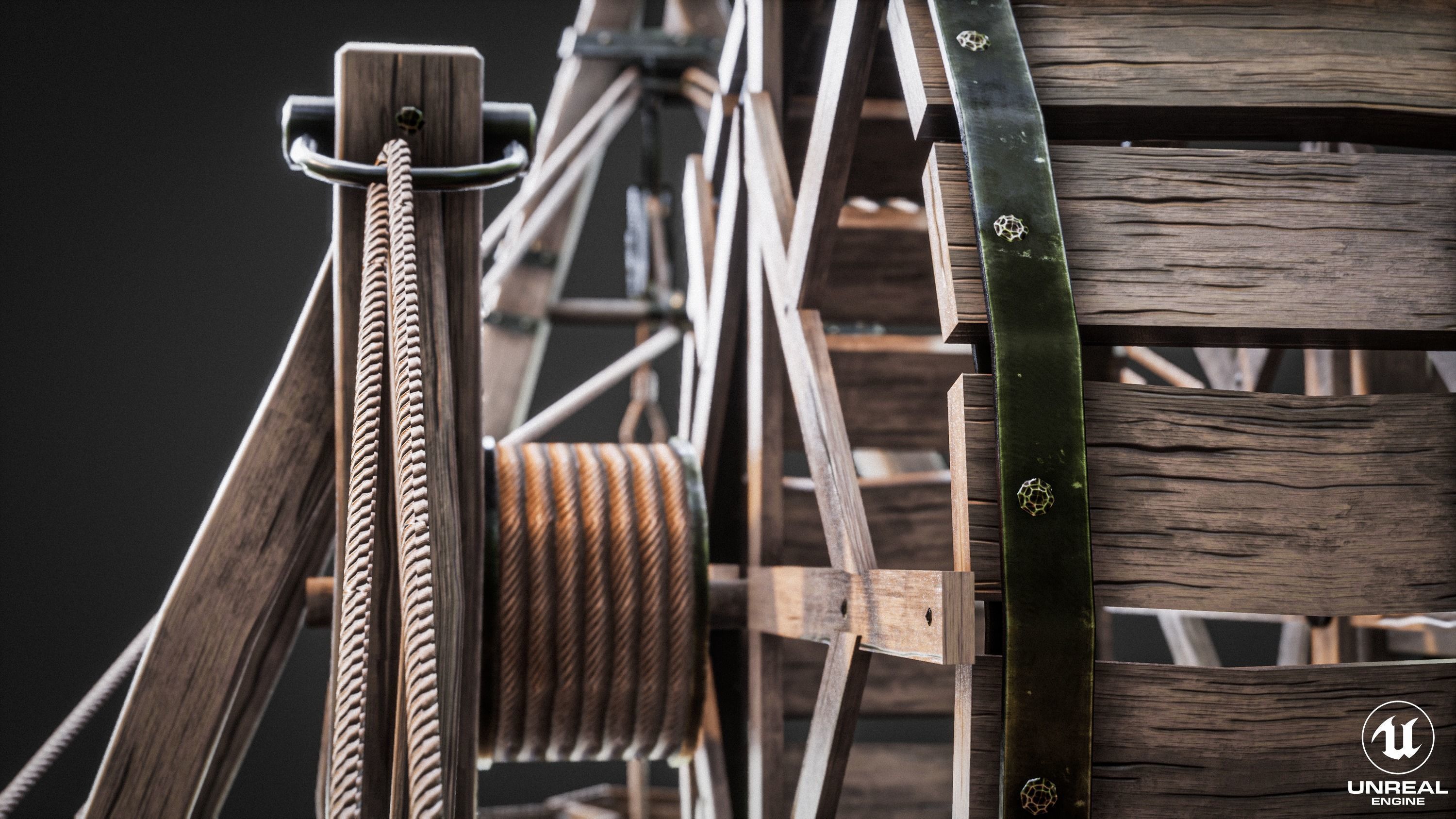 Crane Medieval Type 2 Low Poly Low-poly 3D model_7