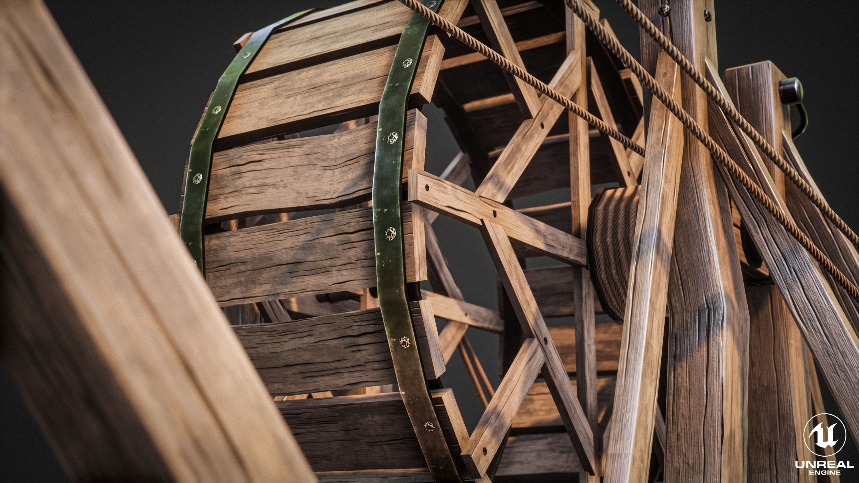 Crane Medieval Type 2 Low Poly Low-poly 3D model_9