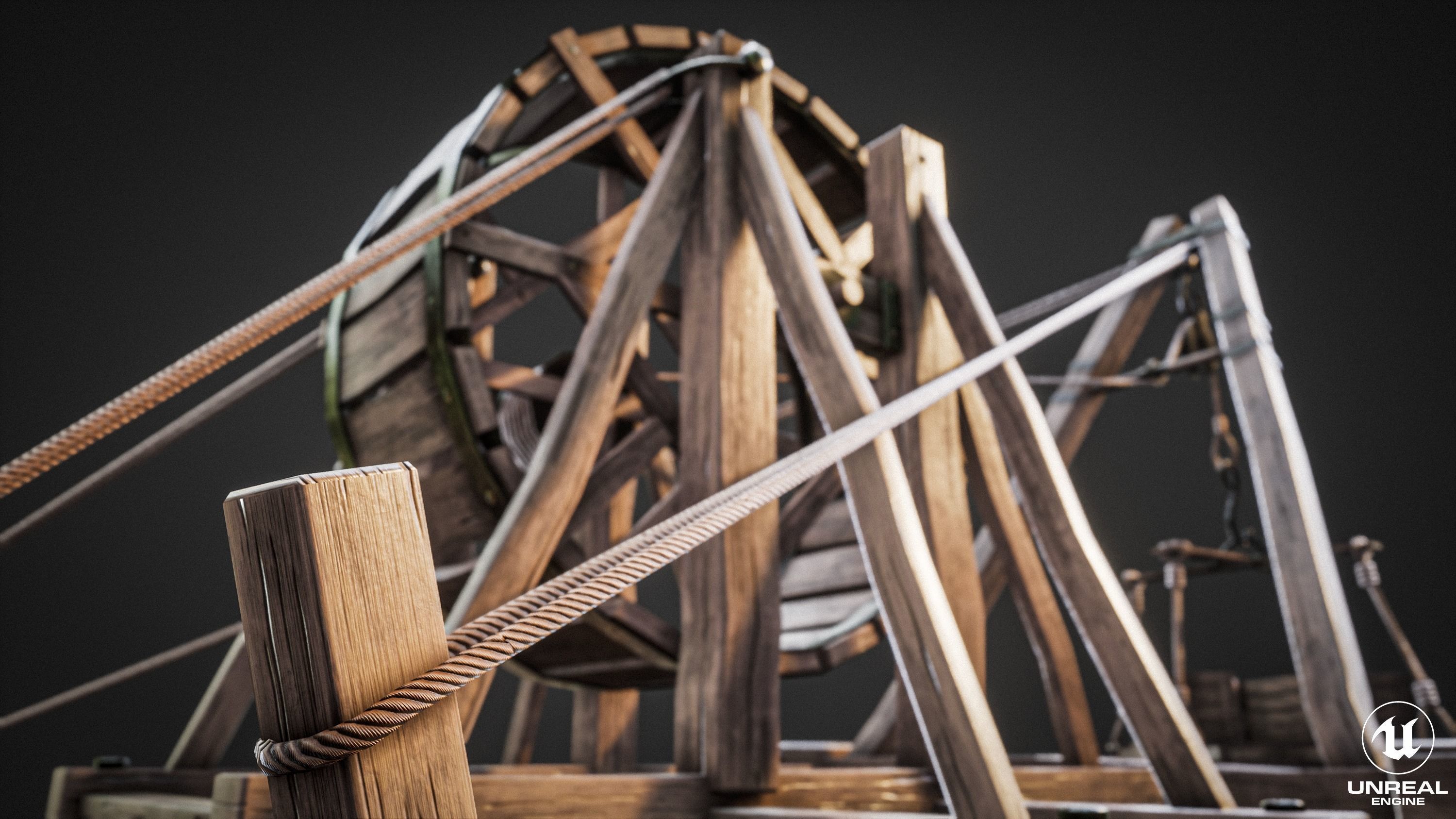 Crane Medieval Type 2 Low Poly Low-poly 3D model_1