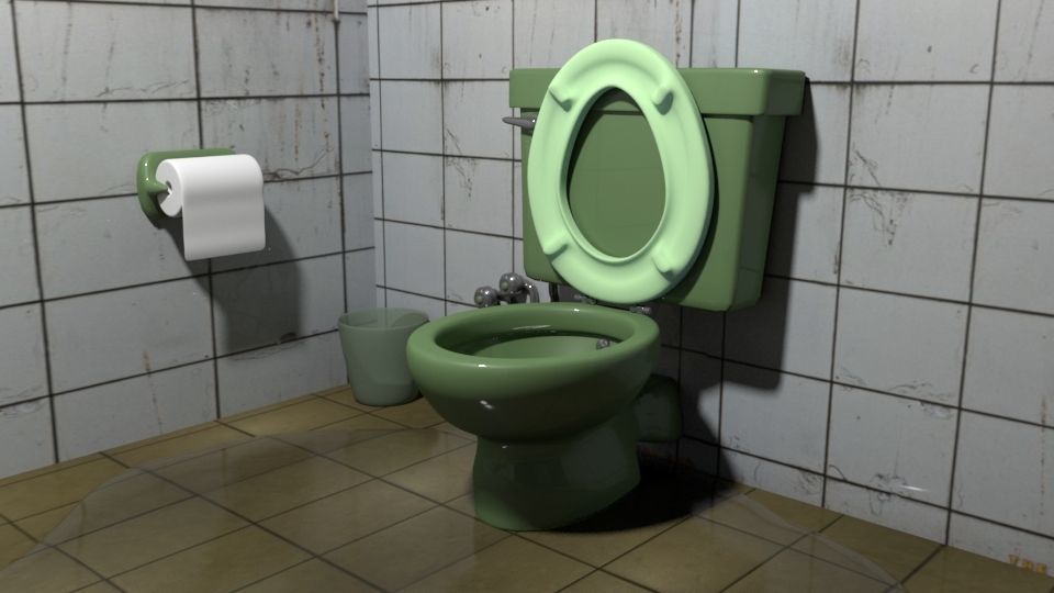 bathroom with toilet and sink Low-poly 3D model_2