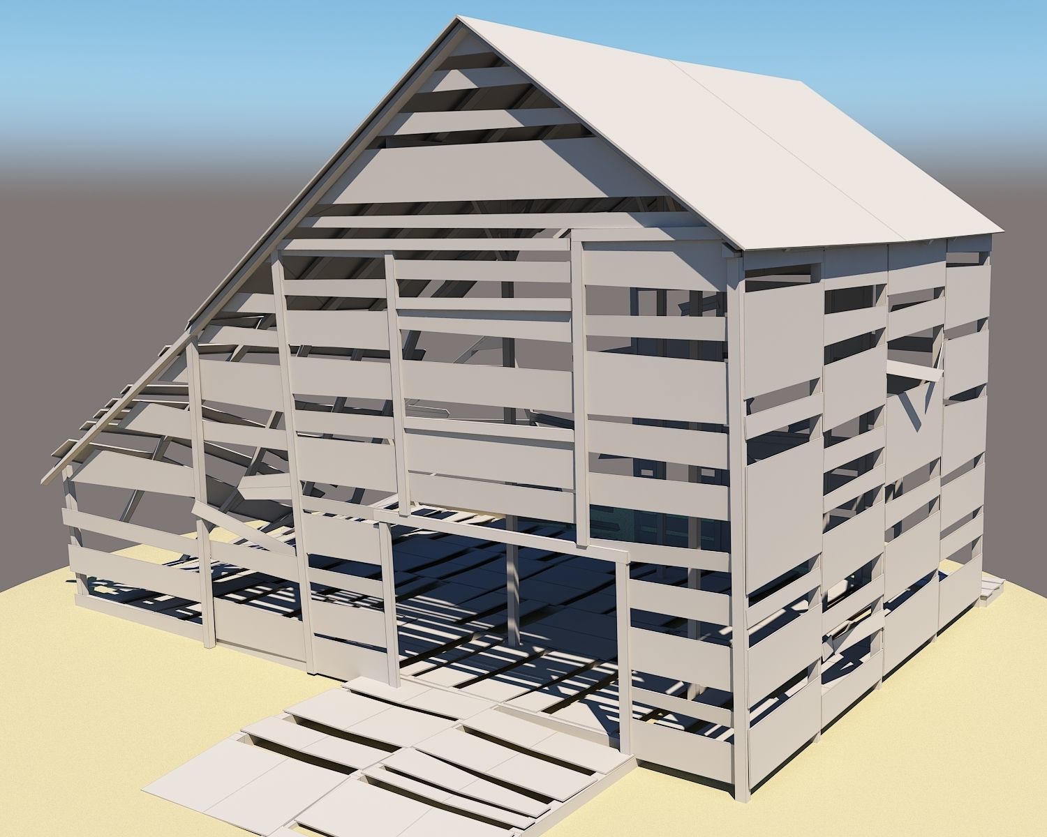 Barn2 wooden barn Low-poly 3D model_8