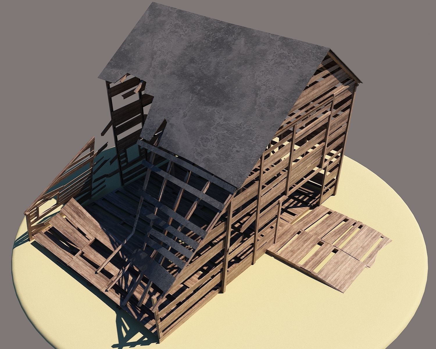 Barn2 wooden barn Low-poly 3D model_6