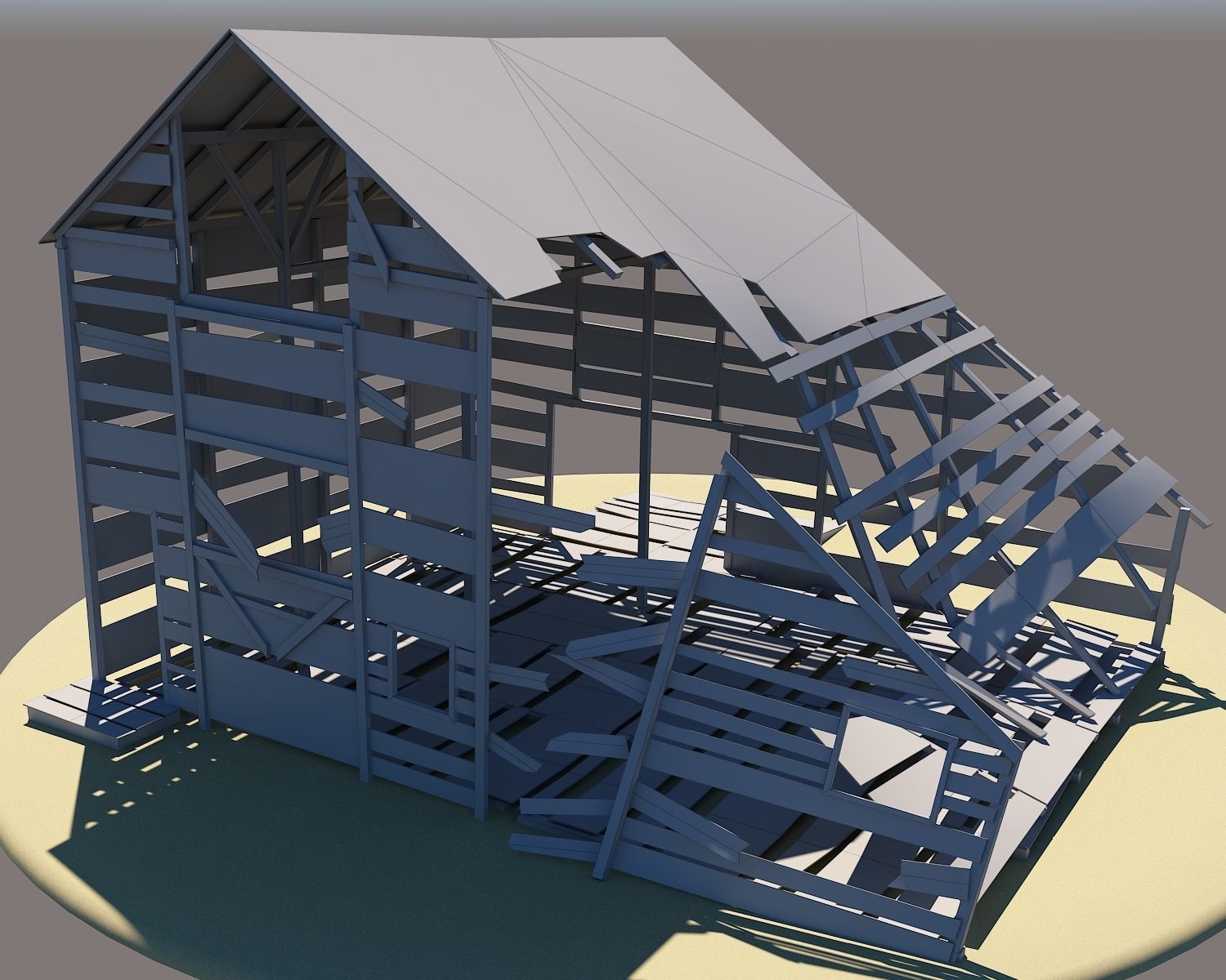 Barn2 wooden barn Low-poly 3D model_9