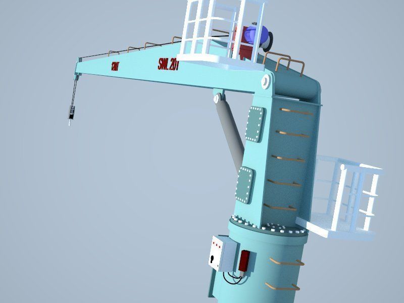 Ships deck crane 3D model_1