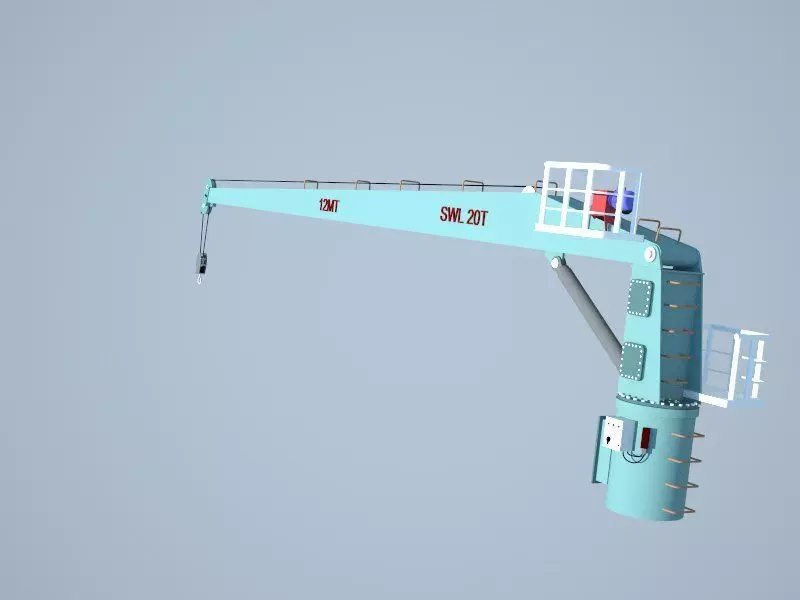Ships deck crane 3D model_0