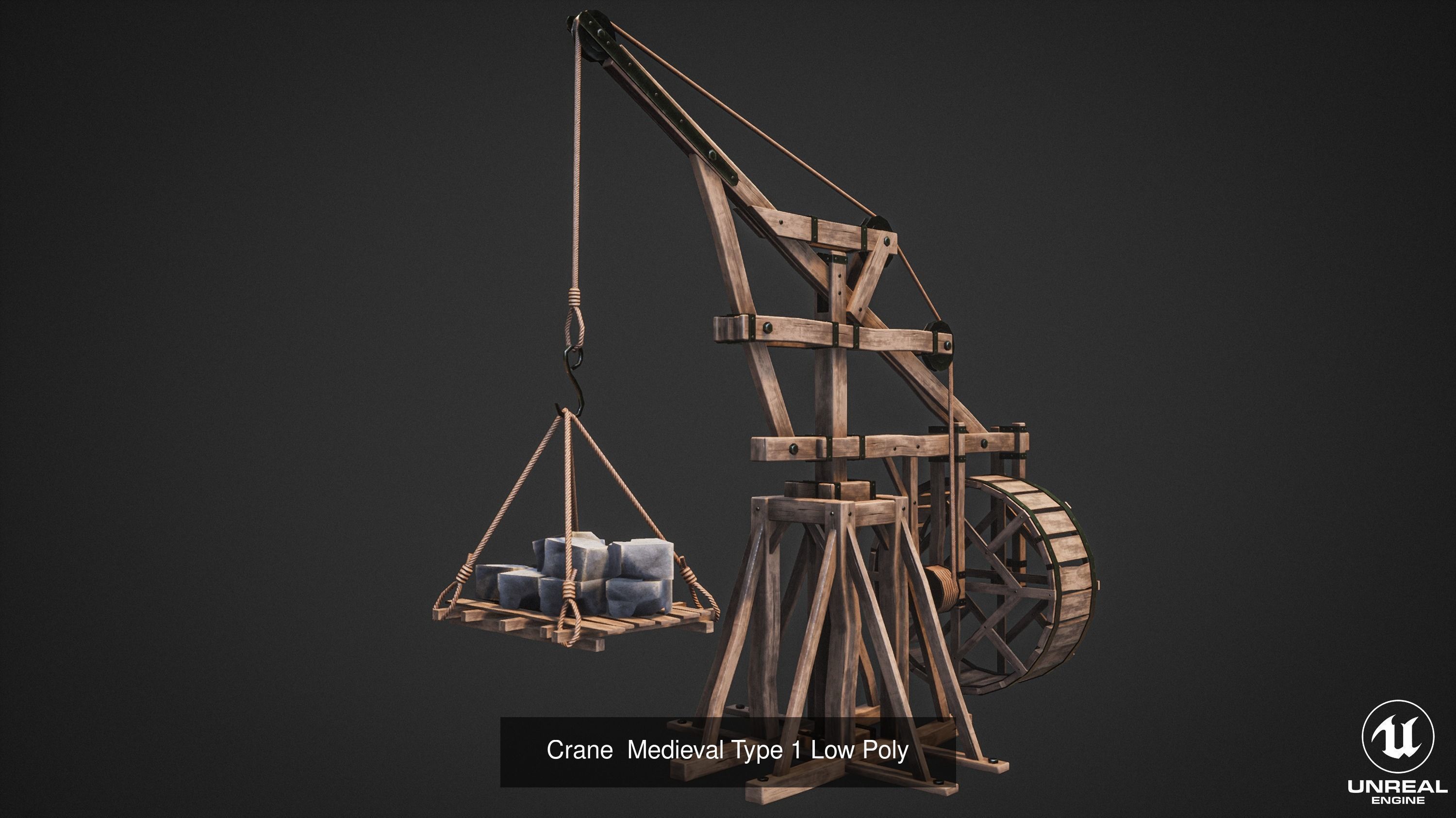 3 Medieval Cranes Pack 3D Model Collection_2