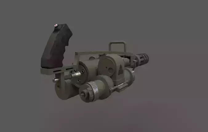 Minigun military green Low-poly 3D model