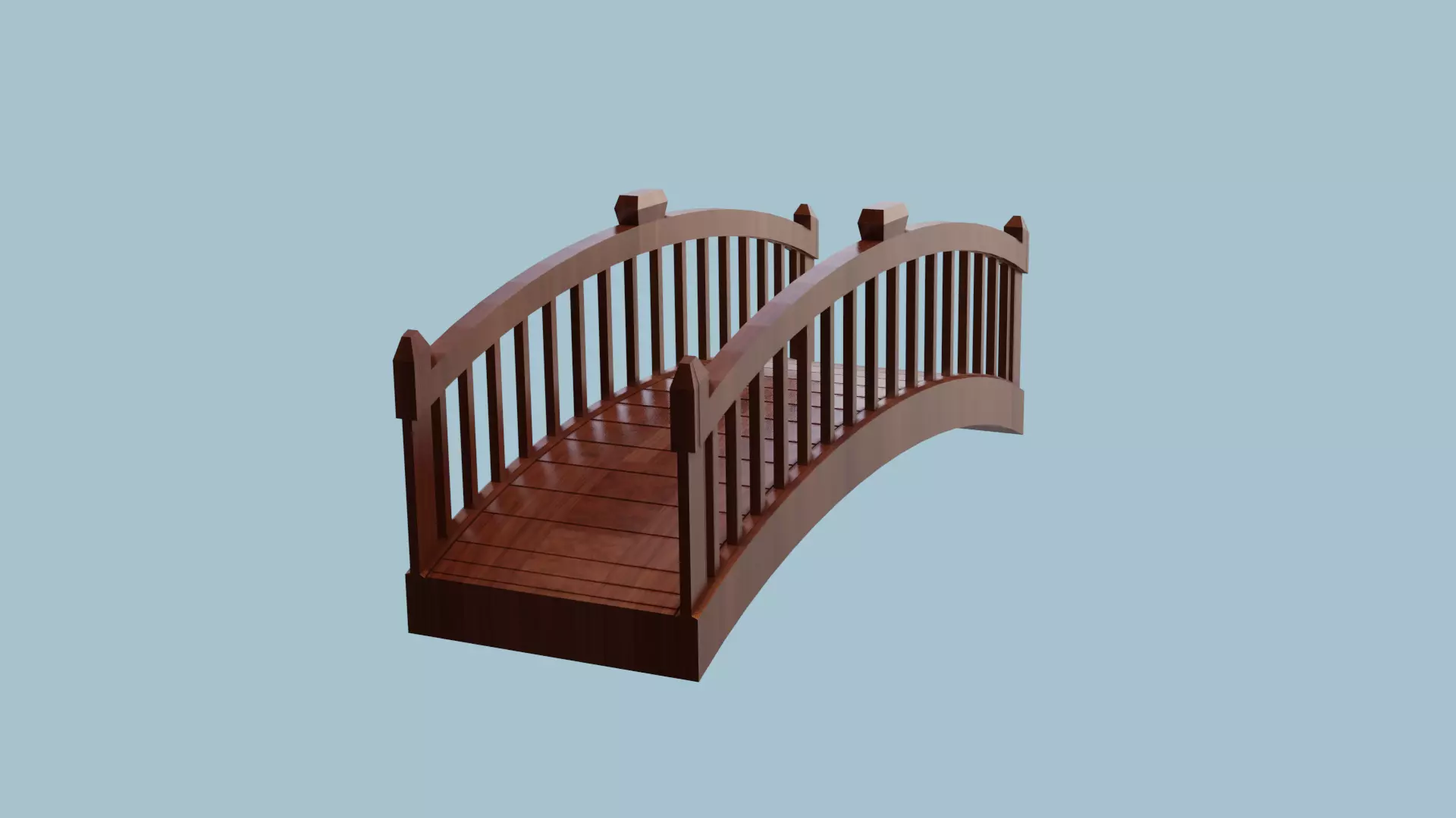 Wooden Bridge Low-poly 3D model